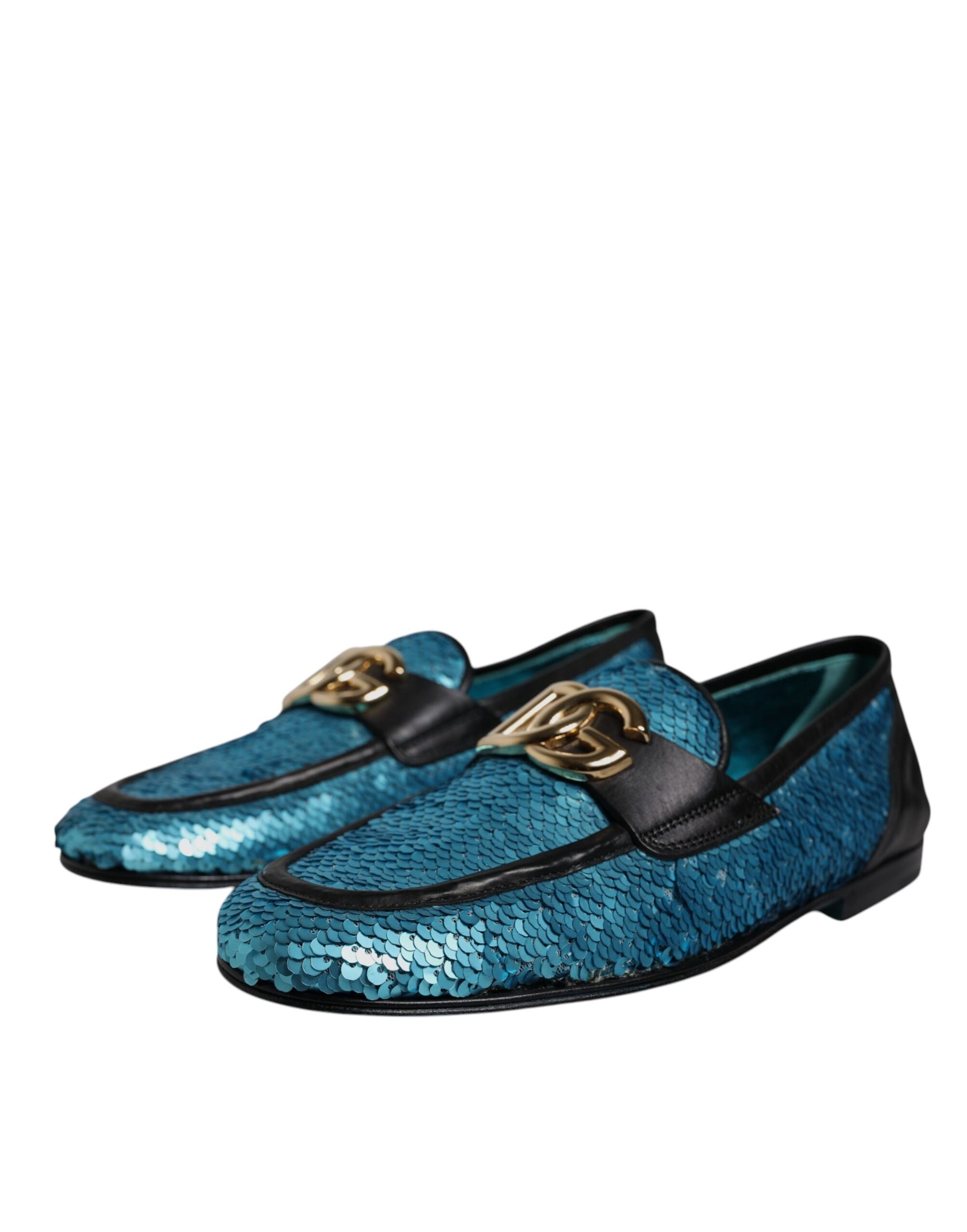 Dolce & Gabbana Blue Sequined Loafers Formal Dress Shoes | Regal Royce