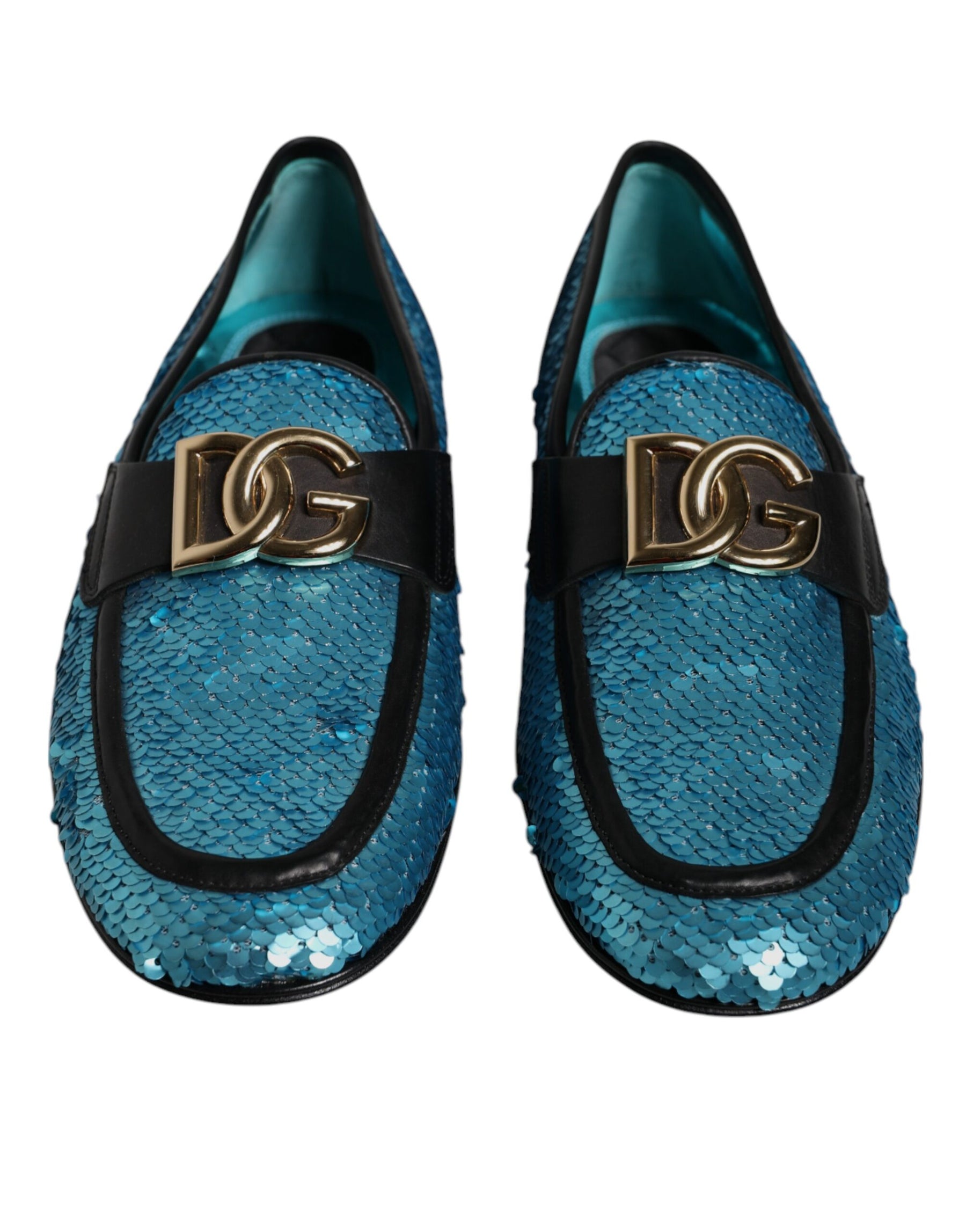 Dolce & Gabbana Blue Sequined Loafers Formal Dress Shoes | Regal Royce