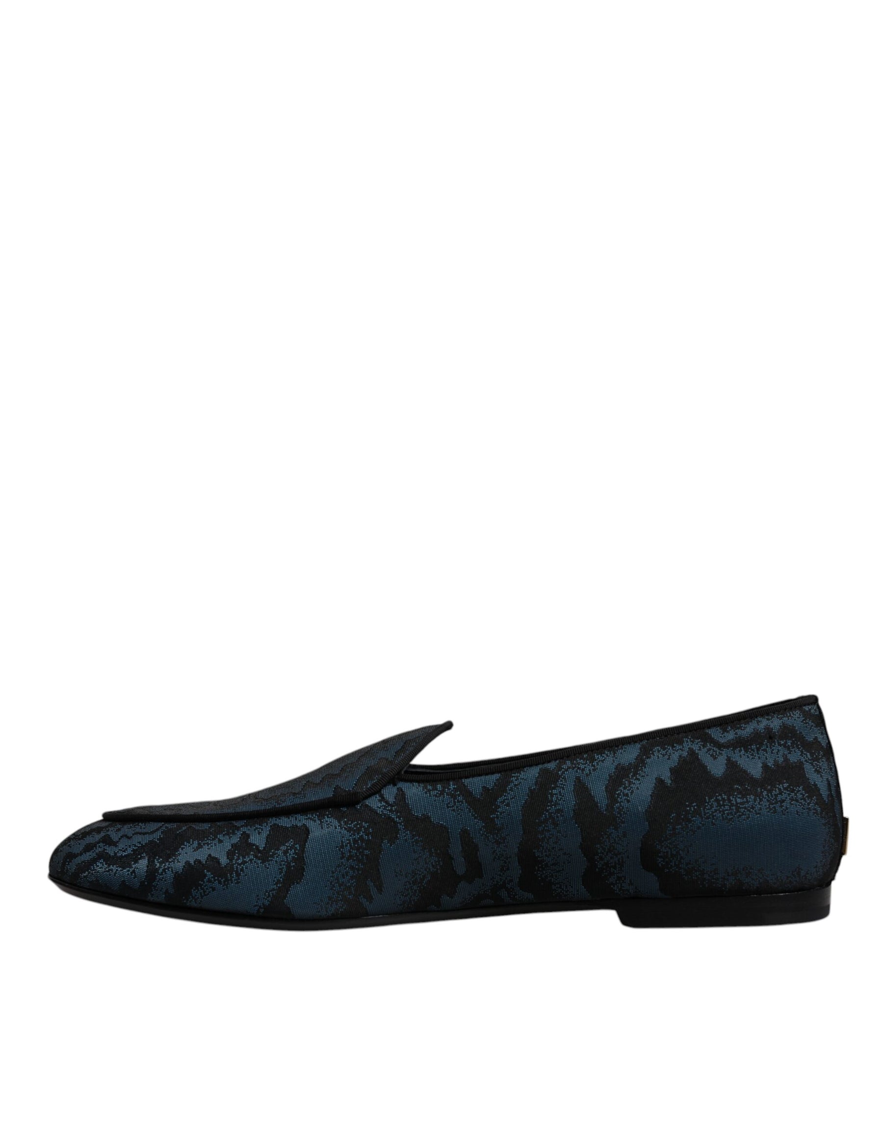 Dolce & Gabbana Blue Black Flats Men Loafers Dress Shoes | Regal Royce