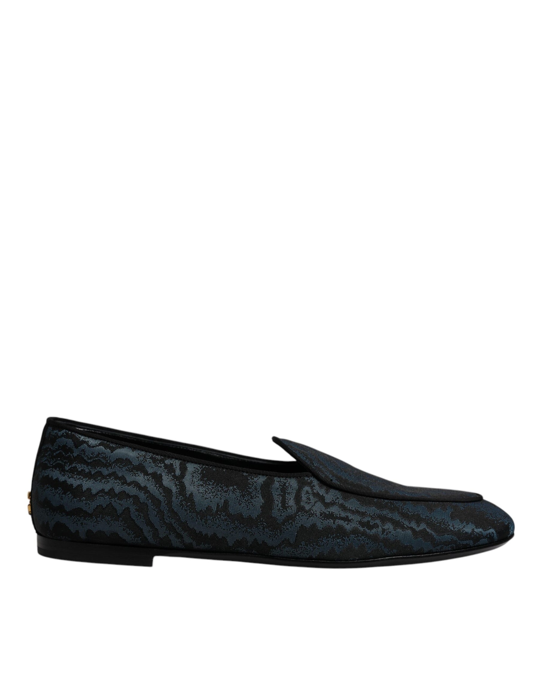Dolce & Gabbana Blue Black Flats Men Loafers Dress Shoes | Regal Royce