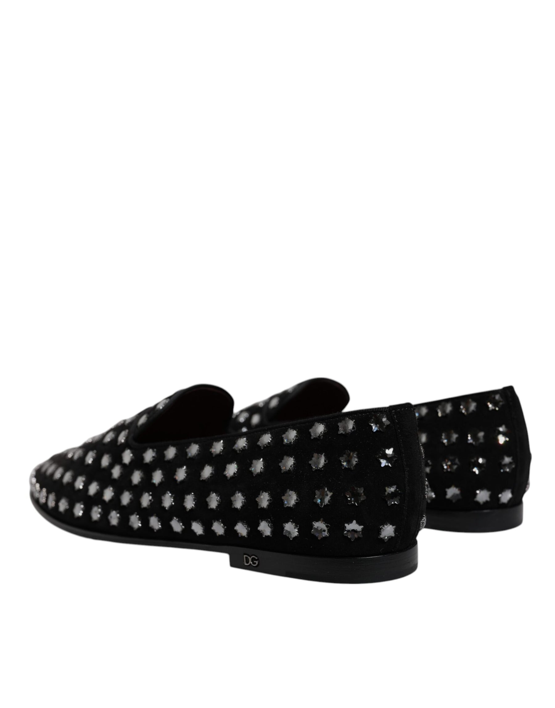 Dolce & Gabbana Black Crystal Embellished Loafers Dress Shoes | Regal Royce