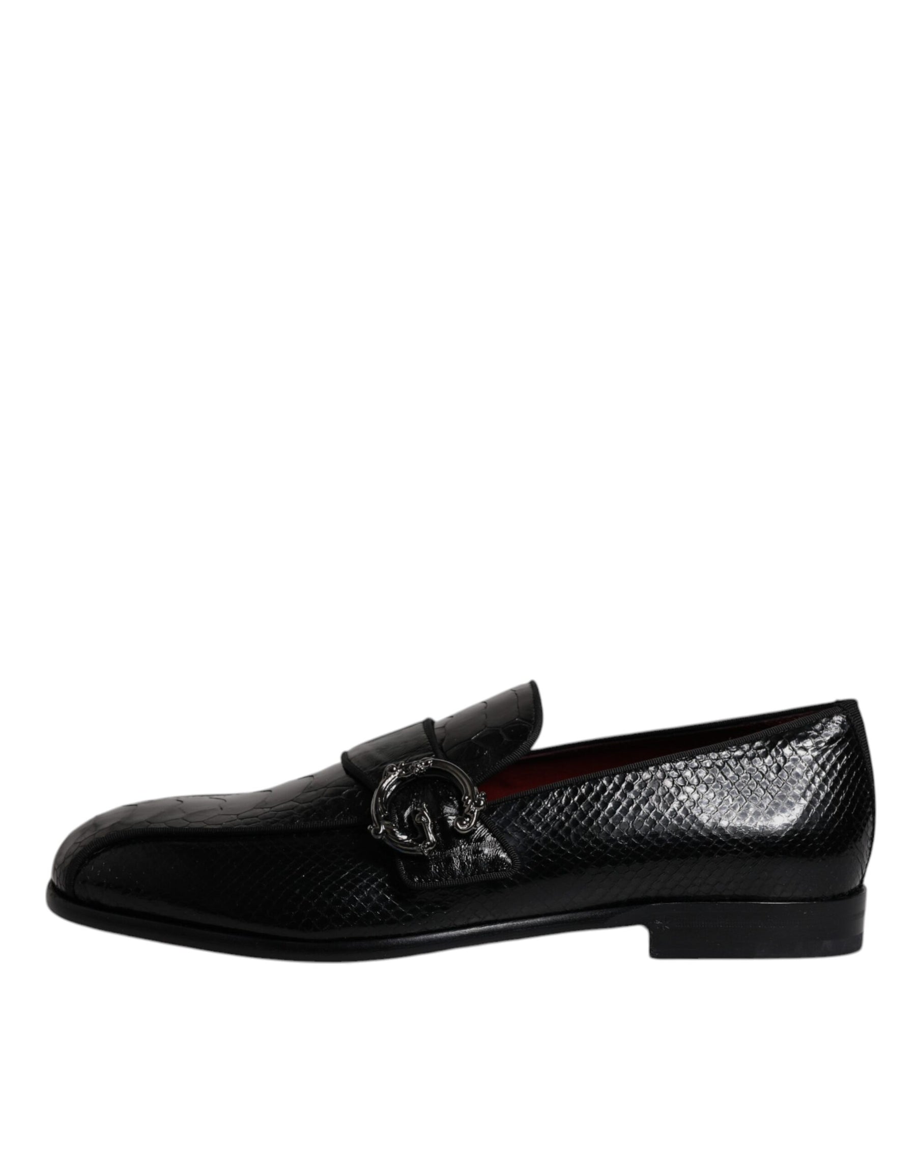 Dolce & Gabbana Black Exotic Leather DG Logo Loafers Formal Dress Shoes | Regal Royce
