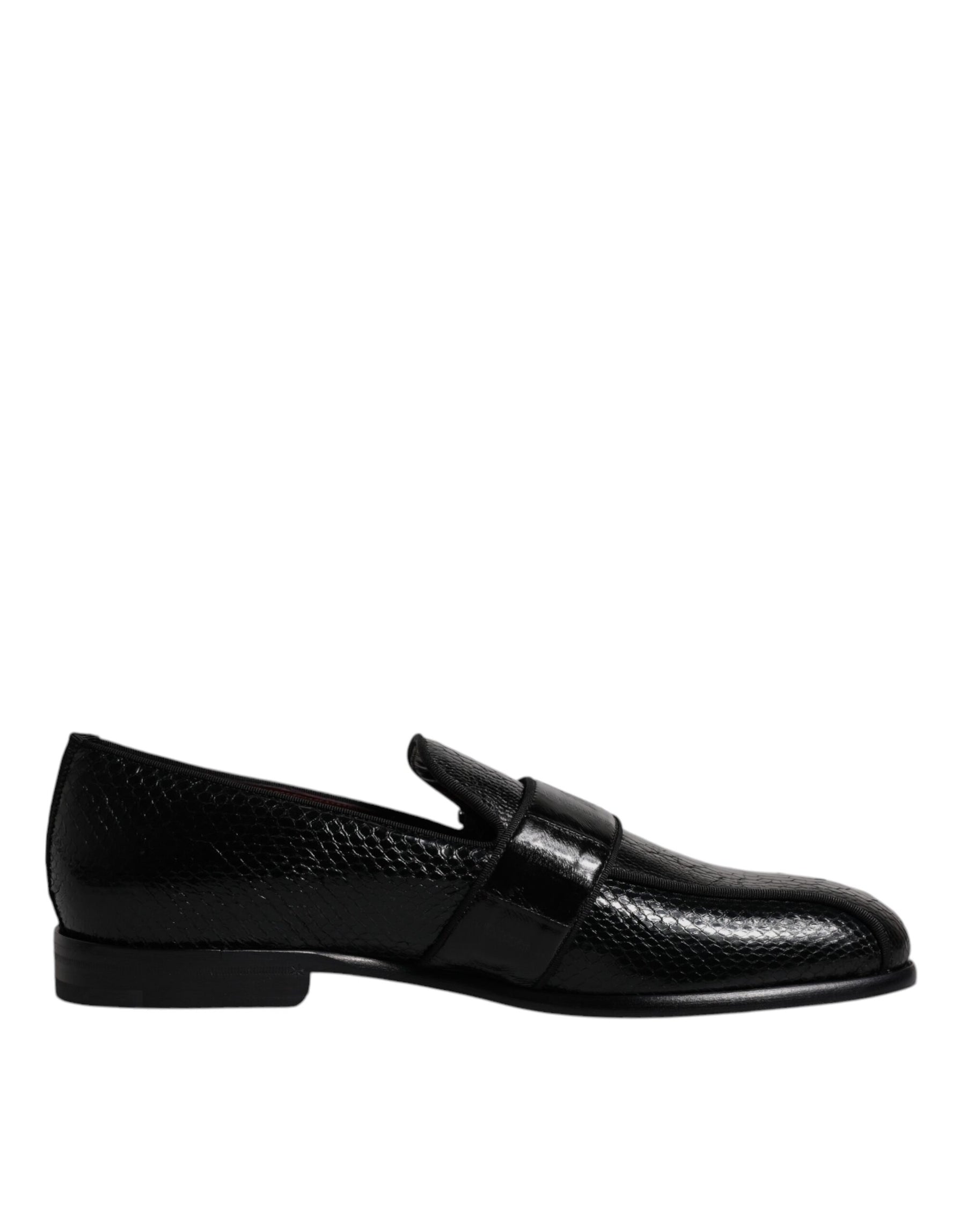Dolce & Gabbana Black Exotic Leather DG Logo Loafers Formal Dress Shoes | Regal Royce