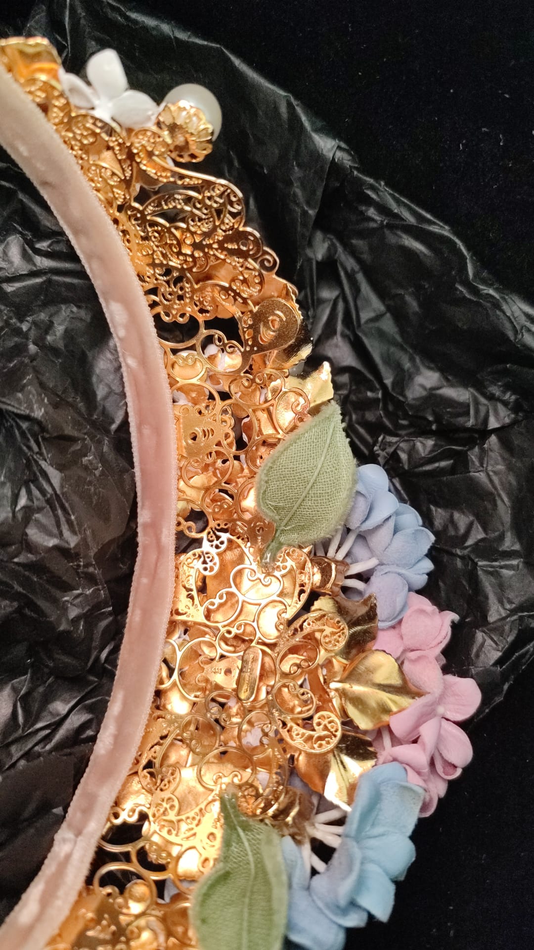 Dolce & Gabbana Gold Crystal Purple Hortensia Headband Crown Diadem | Regal Royce