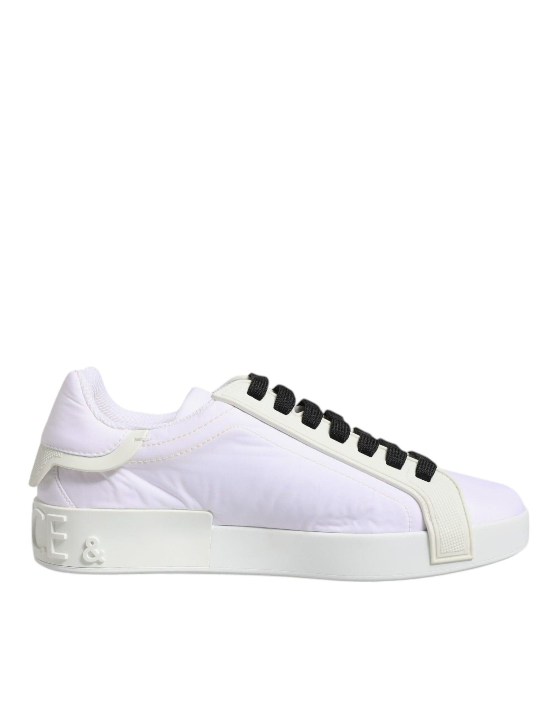 Dolce & Gabbana White Nylon Leather Low Top Sneakers Shoes | Regal Royce