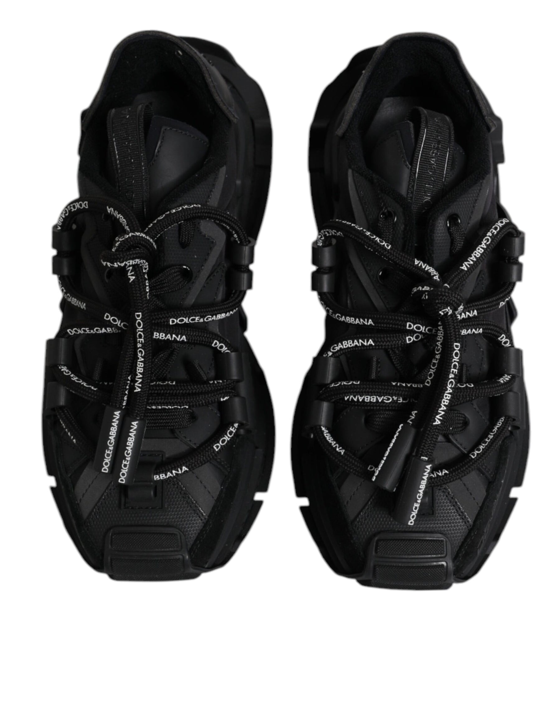 Dolce & Gabbana Black Low Top Space Lace Up Sneakers Shoes | Regal Royce