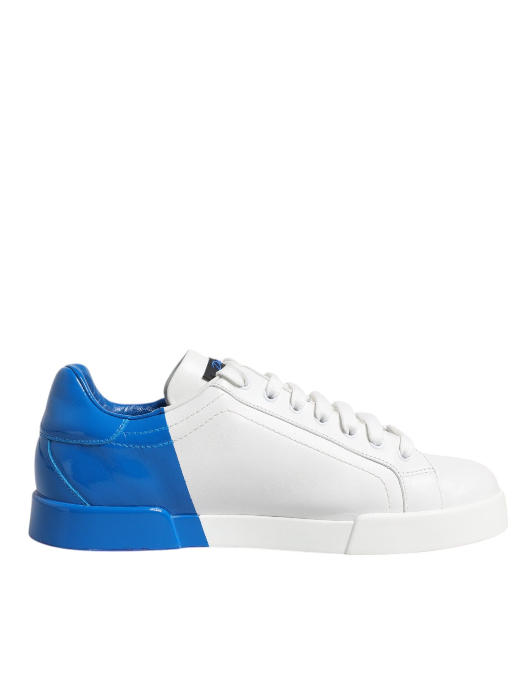 Dolce & Gabbana White Blue Portofino Leather Sneakers Shoes | Regal Royce