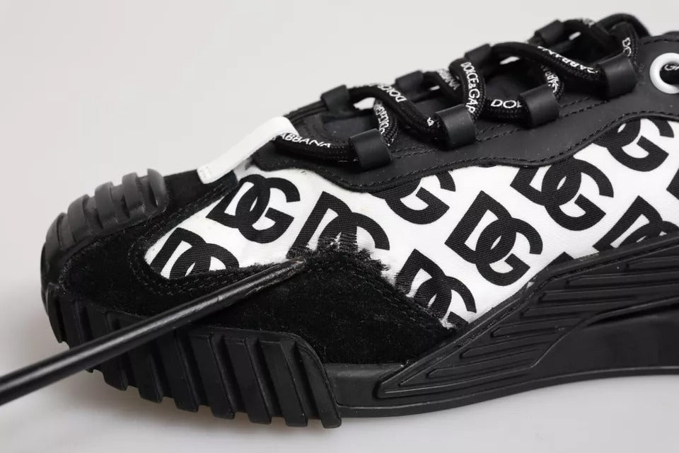 Dolce & Gabbana Black Logo Nylon Low Top NS1 Sneakers Shoes | Regal Royce