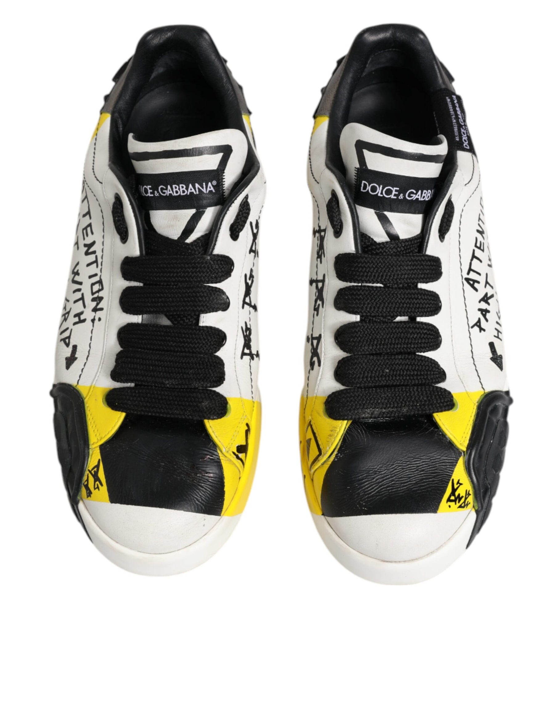Dolce & Gabbana Multicolor Lettering Portofino Sneakers Shoes | Regal Royce