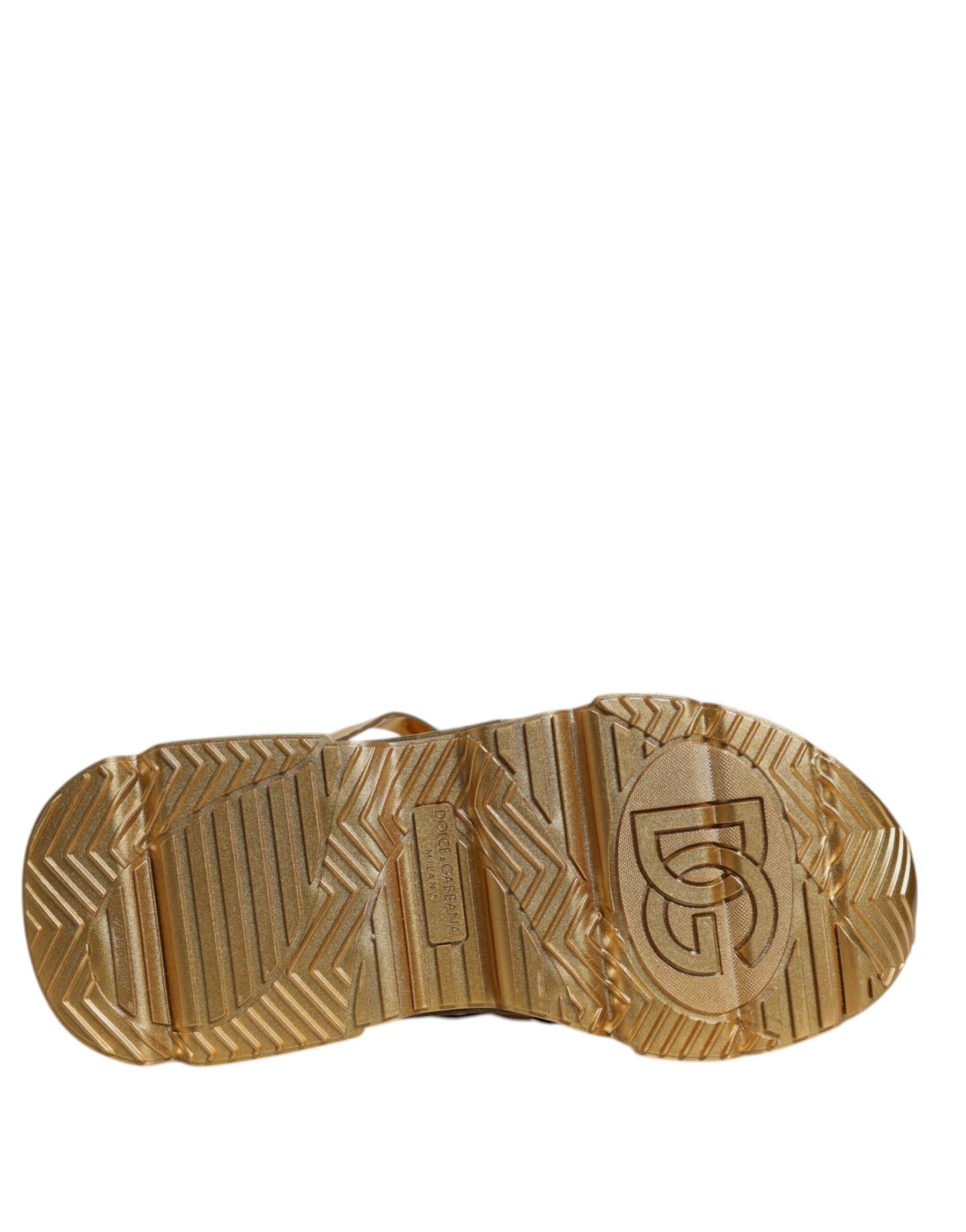 Dolce & Gabbana Gold Daymaster Leather Low Top Sneakers Shoes | Regal Royce