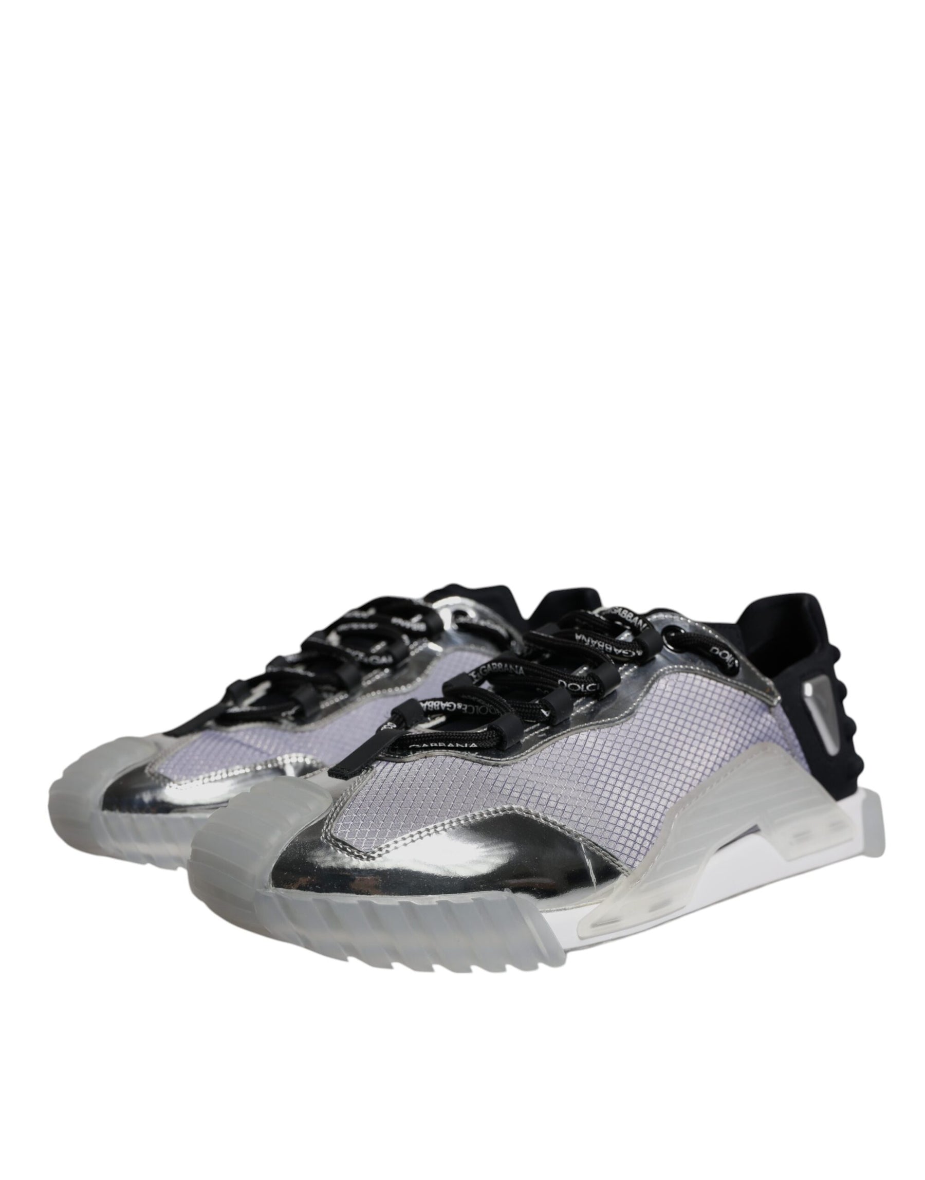 Dolce & Gabbana Silver Black Nylon NS1 Low Top Sneakers Shoes | Regal Royce
