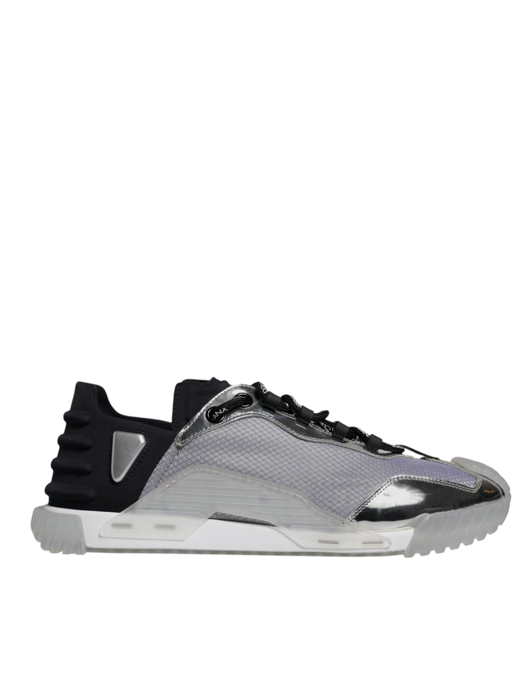 Dolce & Gabbana Silver Black Nylon NS1 Low Top Sneakers Shoes | Regal Royce