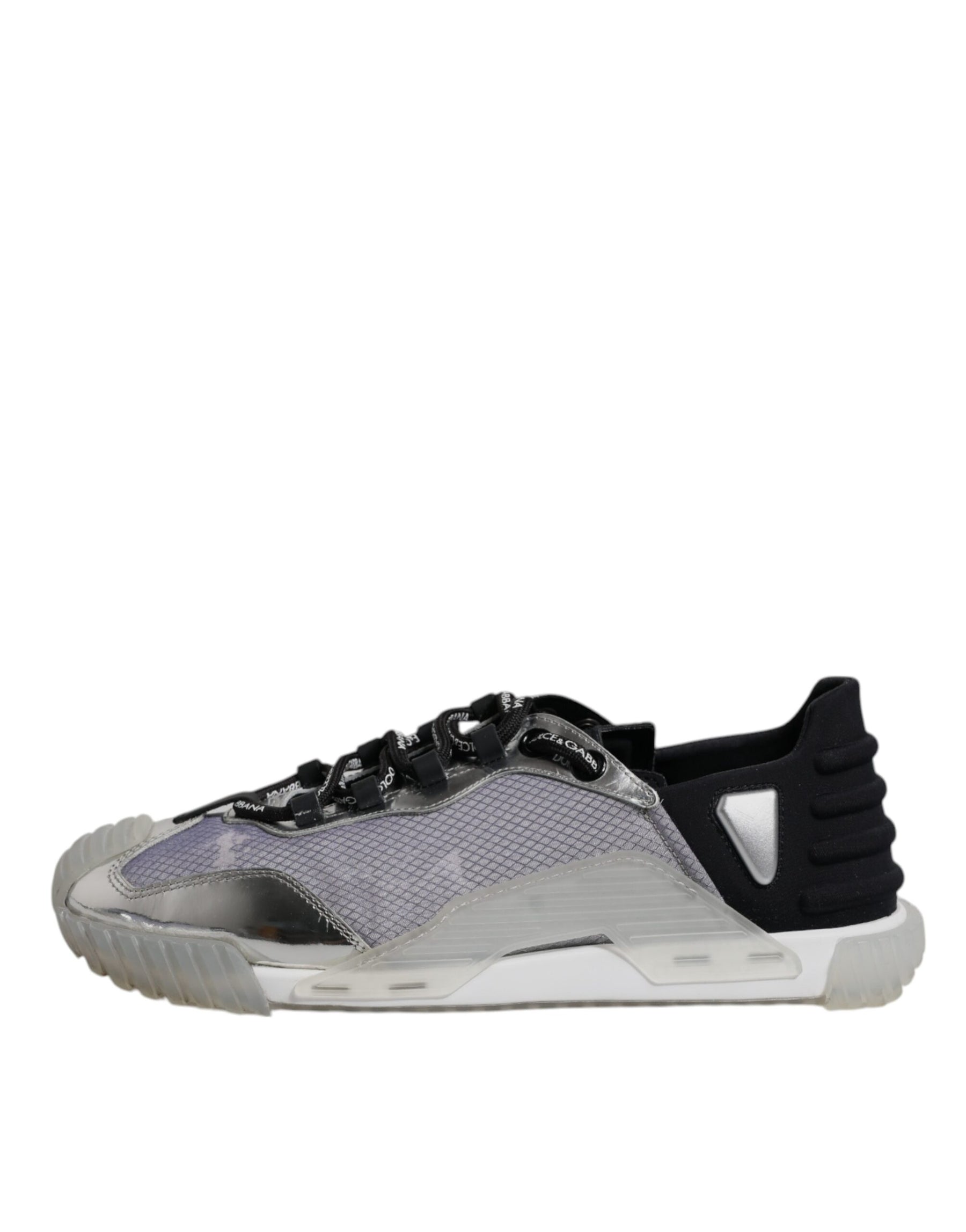 Dolce & Gabbana Silver Black Nylon NS1 Low Top Sneakers Shoes | Regal Royce