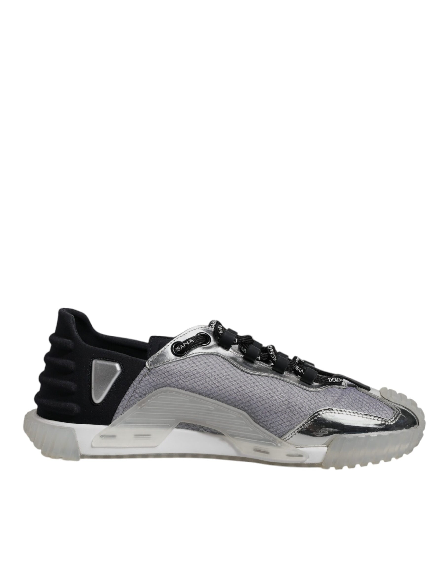Dolce & Gabbana Silver Black Nylon NS1 Low Top Sneakers Shoes | Regal Royce