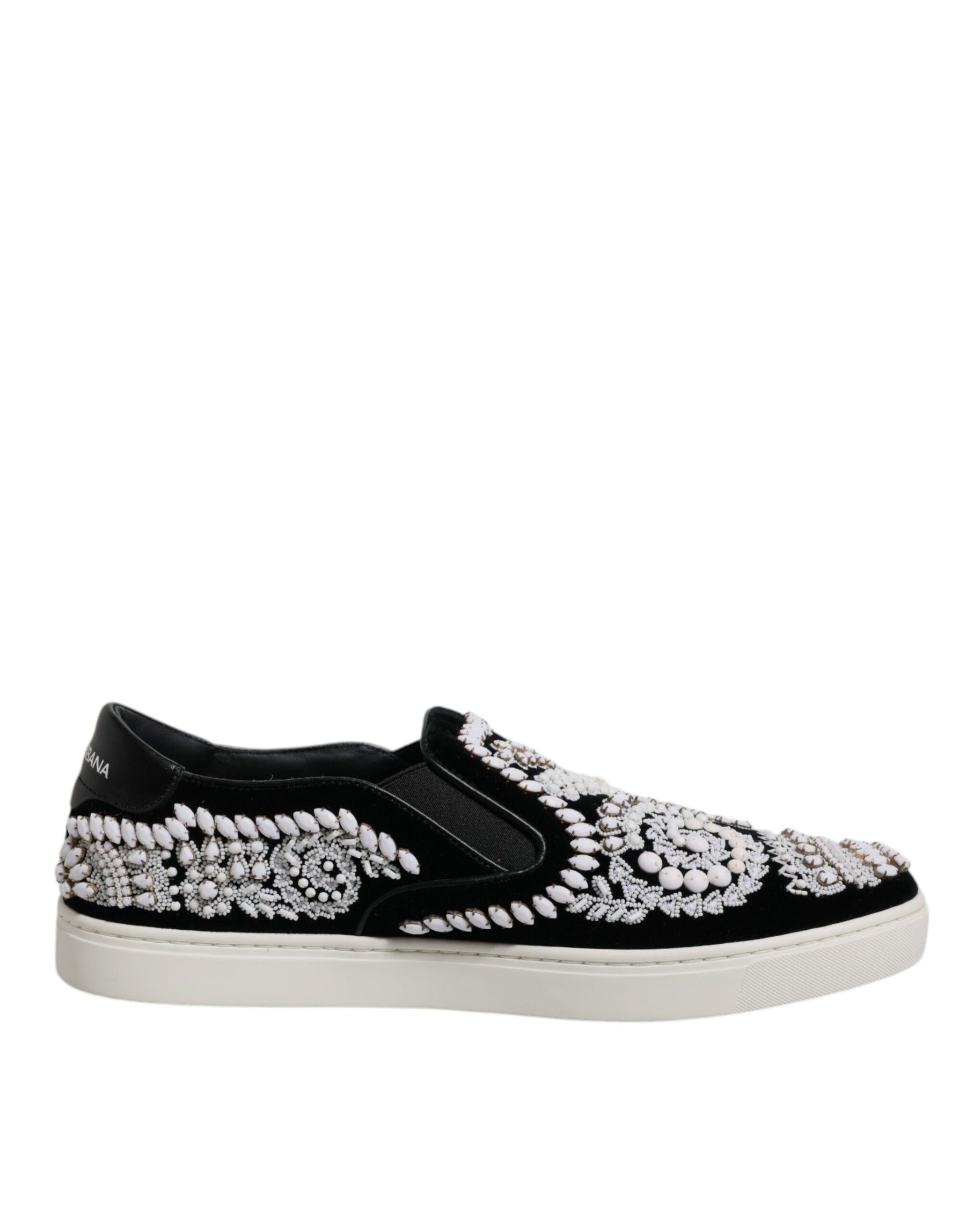 Dolce & Gabbana Black Embellished London Men Slip On Shoes | Regal Royce