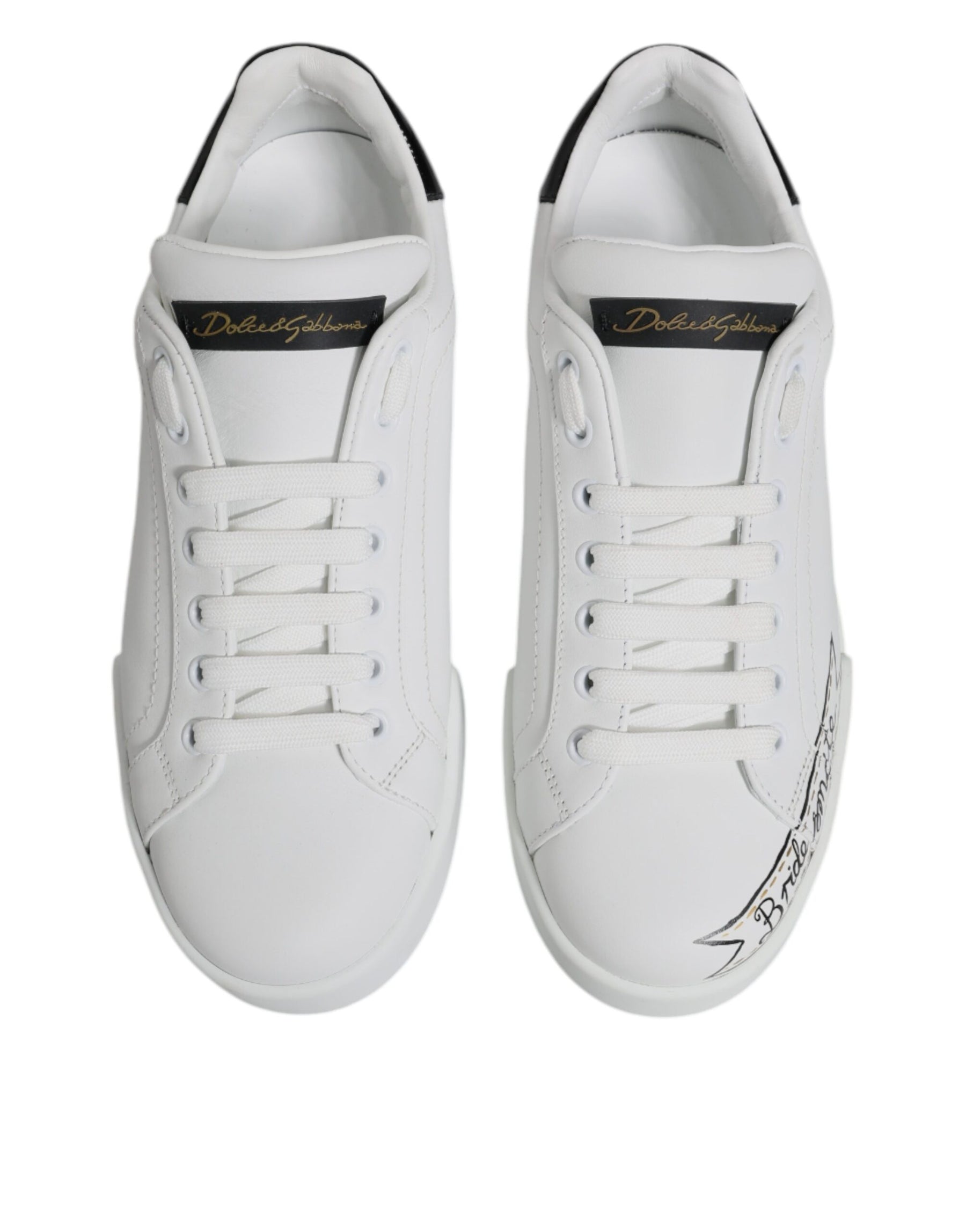 Dolce & Gabbana White Leather Low Top Lace Up Sneakers Shoes | Regal Royce