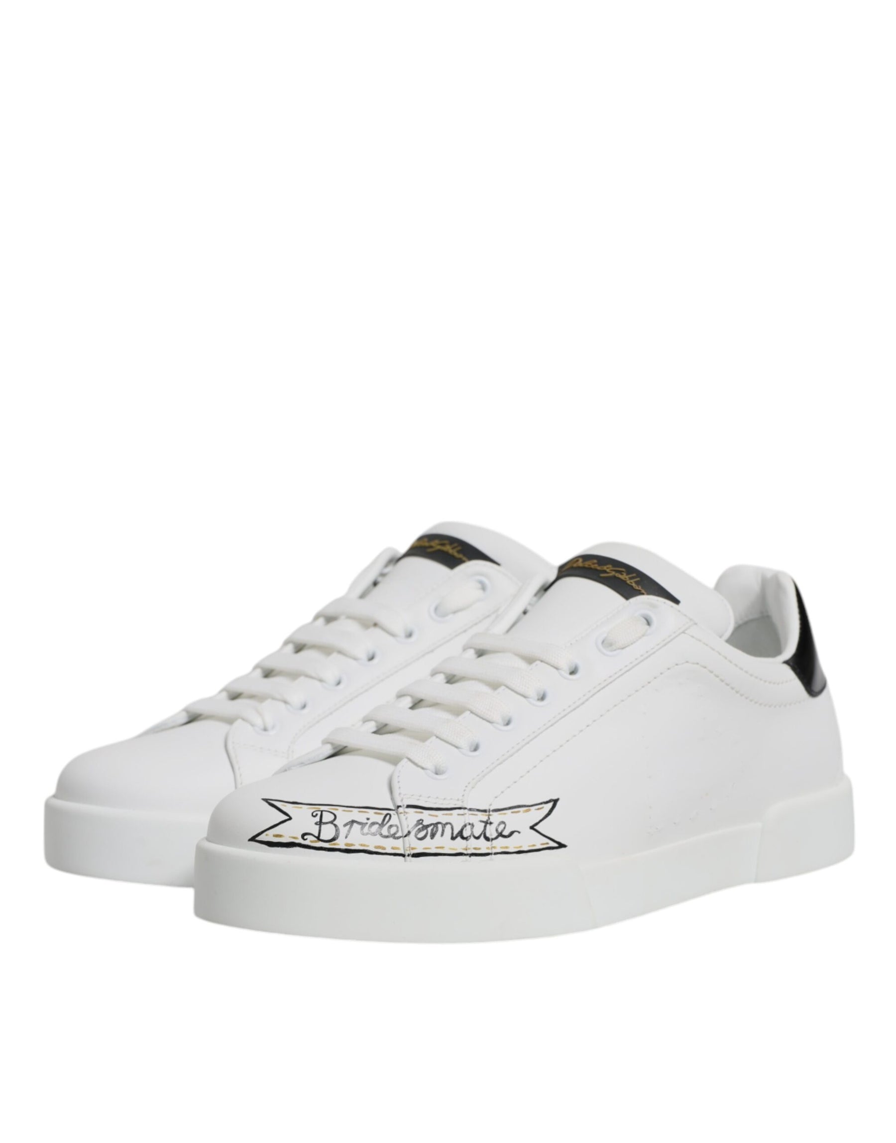 Dolce & Gabbana White Leather Low Top Lace Up Sneakers Shoes | Regal Royce