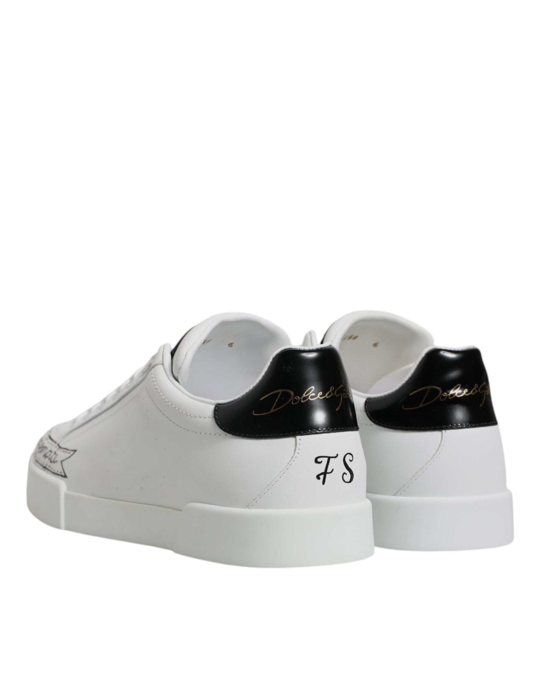 Dolce & Gabbana White Leather Low Top Lace Up Sneakers Shoes | Regal Royce