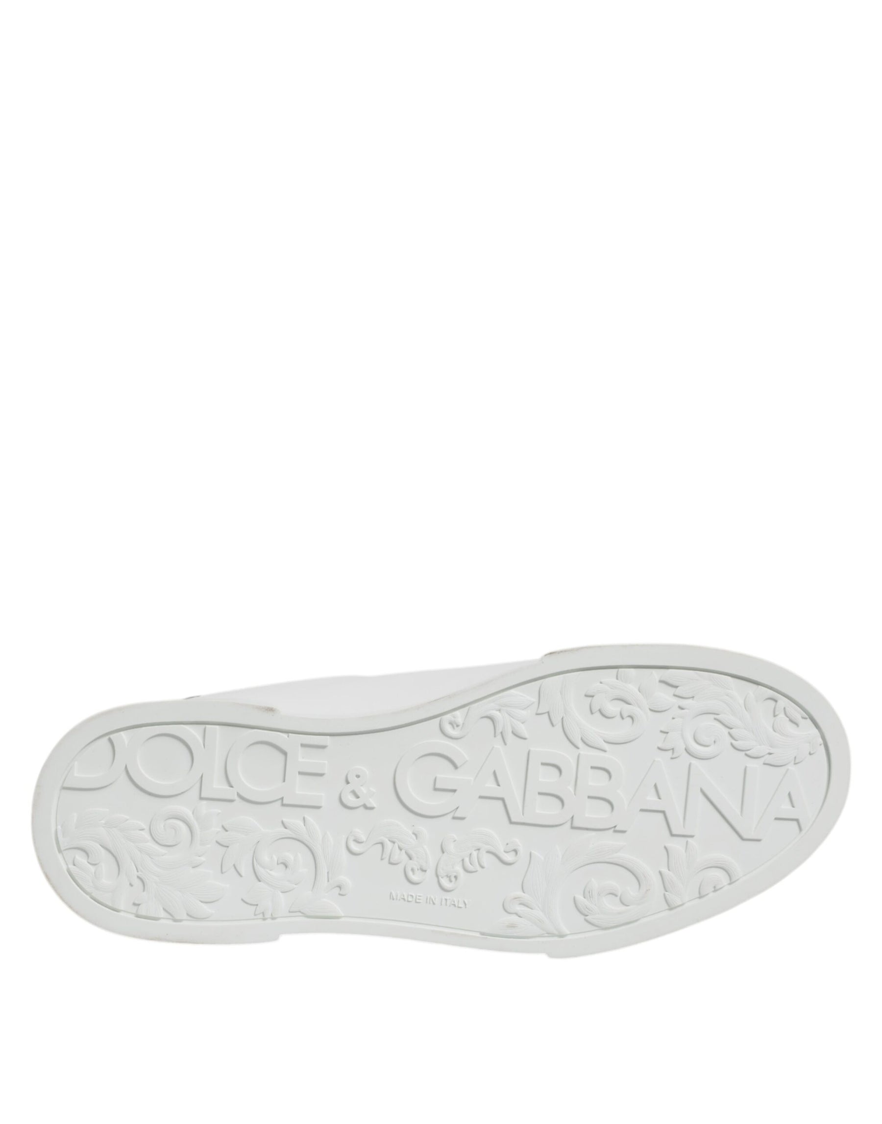 Dolce & Gabbana White Leather Low Top Lace Up Sneakers Shoes | Regal Royce