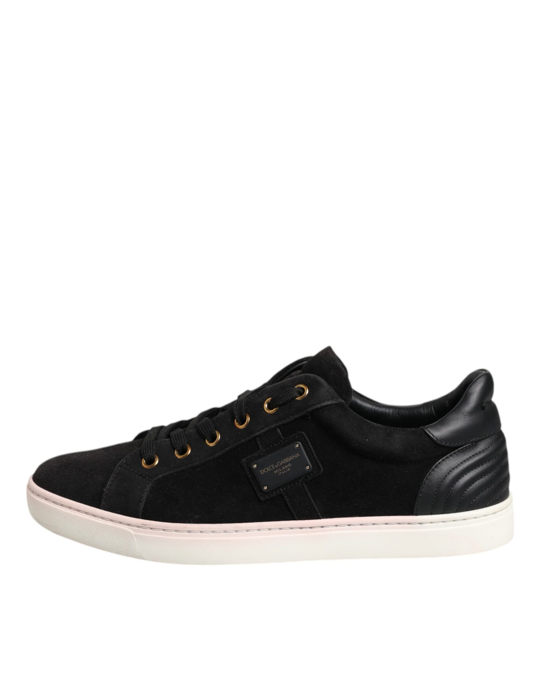 Dolce & Gabbana Black Logo Suede Leather Men Sneakers Shoes | Regal Royce