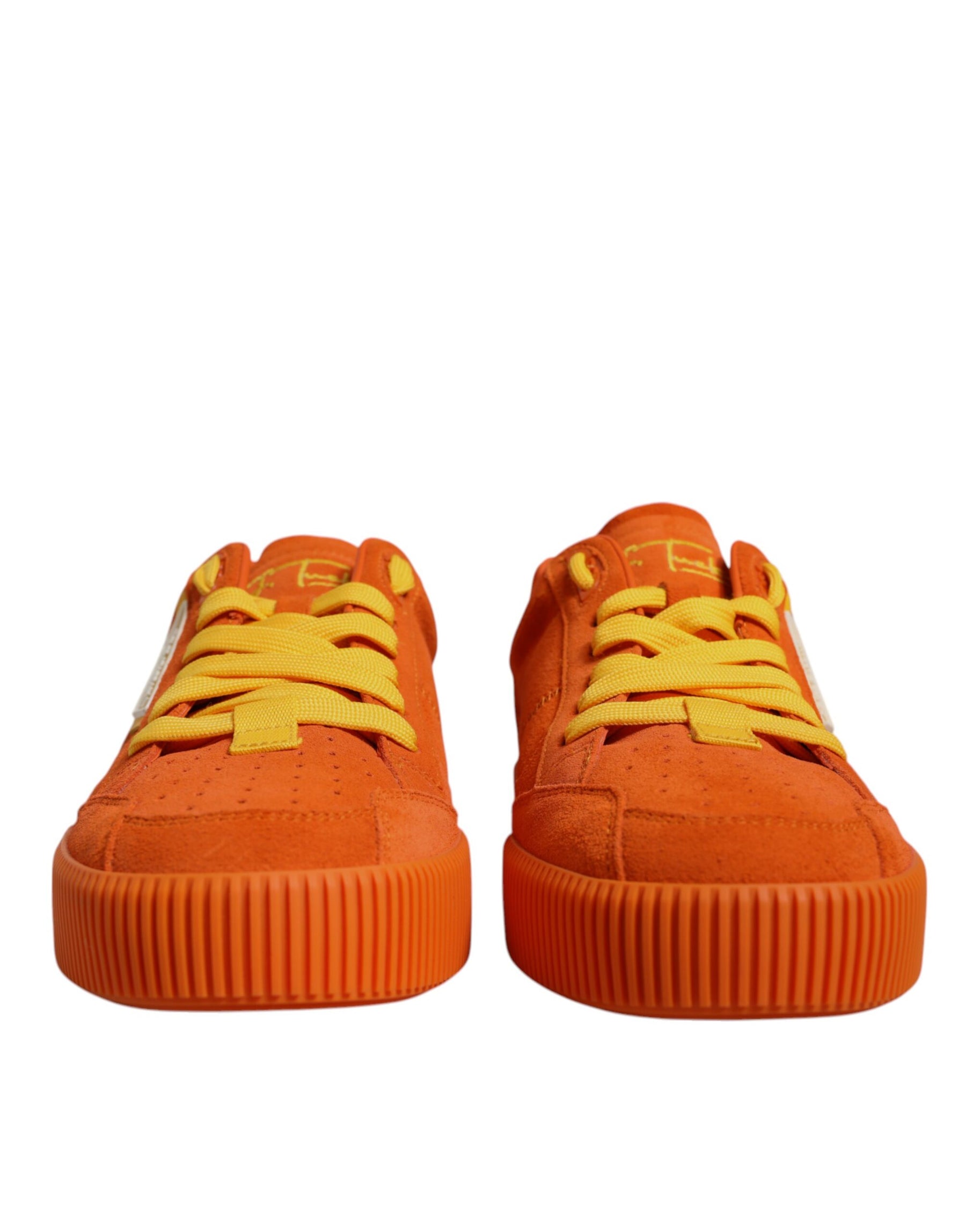 Dolce & Gabbana Orange Miami Leather Low Top Sneakers Shoes | Regal Royce