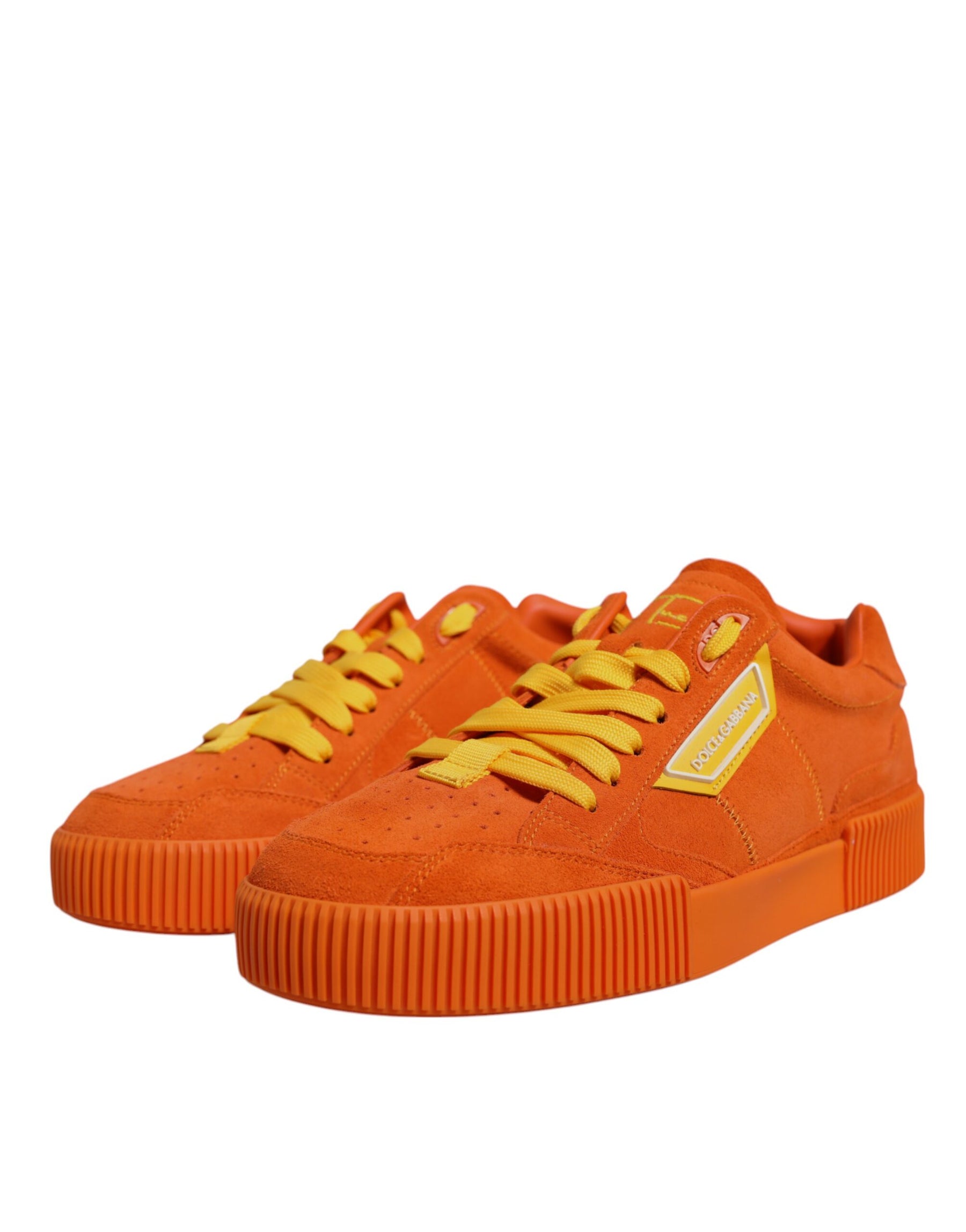 Dolce & Gabbana Orange Miami Leather Low Top Sneakers Shoes | Regal Royce