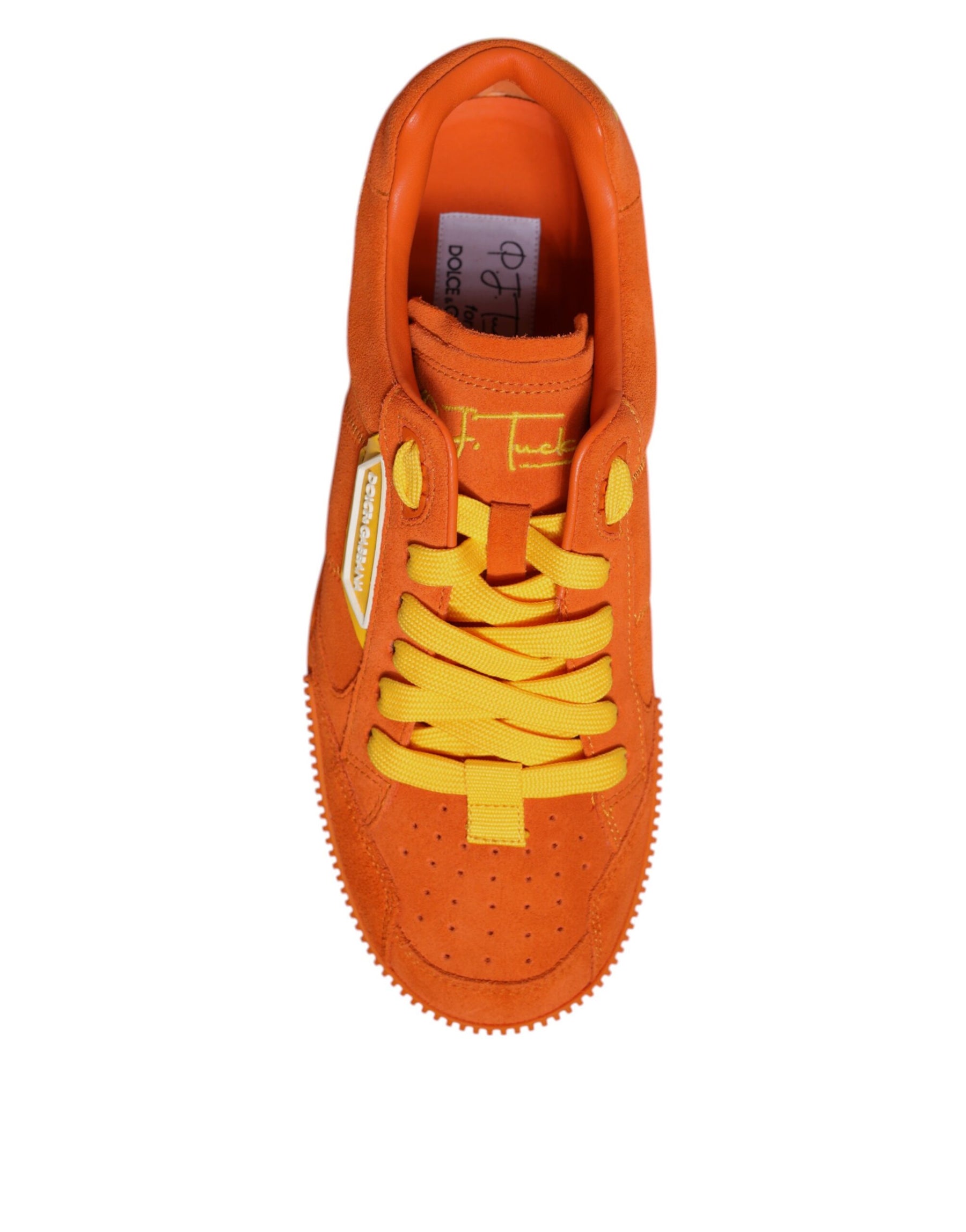 Dolce & Gabbana Orange Miami Leather Low Top Sneakers Shoes | Regal Royce