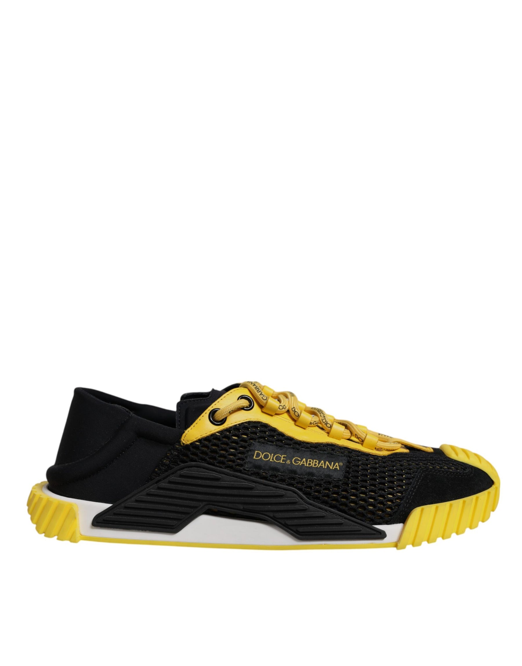 Dolce & Gabbana Black Yellow Low Top NS1 Sneakers Shoes | Regal Royce