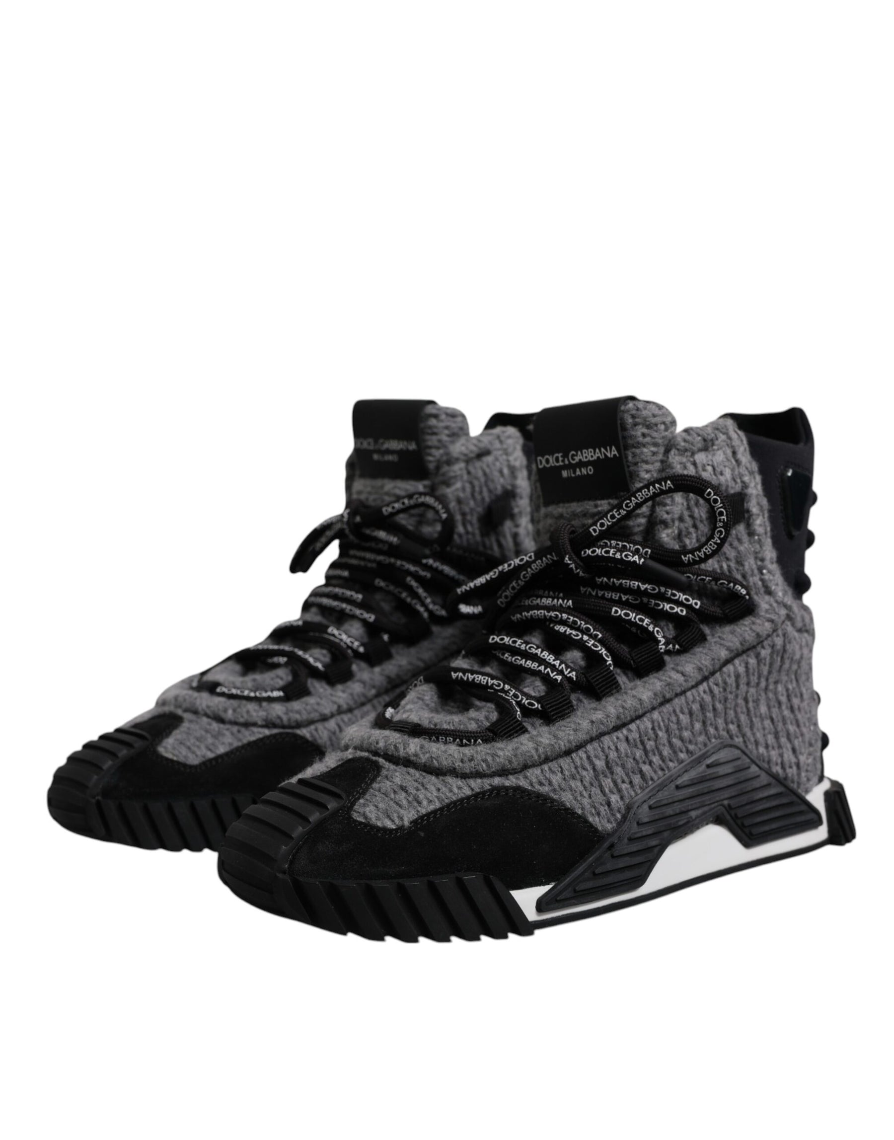 Dolce & Gabbana Gray Black NS1 High Top Boots Sneakers Shoes | Regal Royce