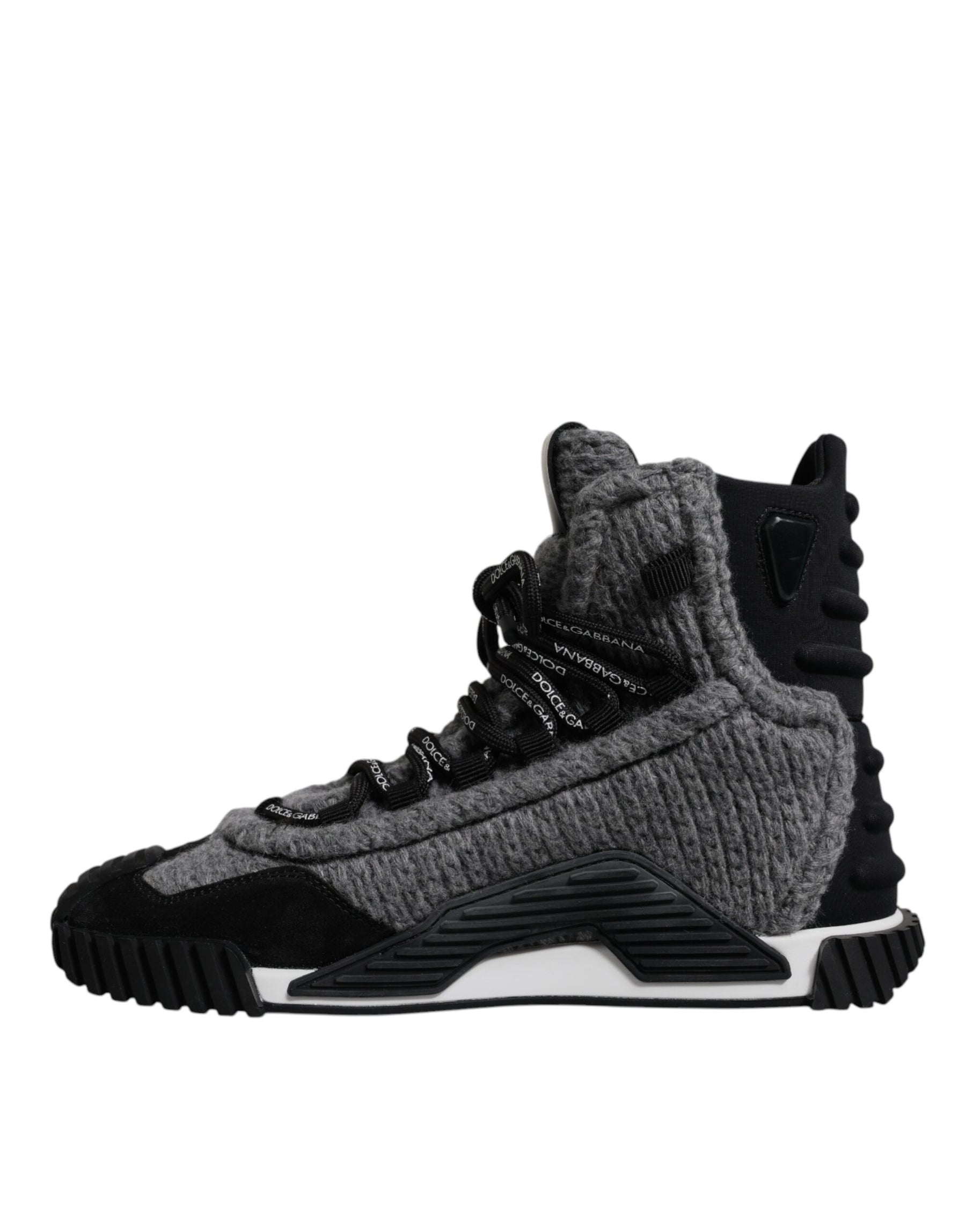Dolce & Gabbana Gray Black NS1 High Top Boots Sneakers Shoes | Regal Royce