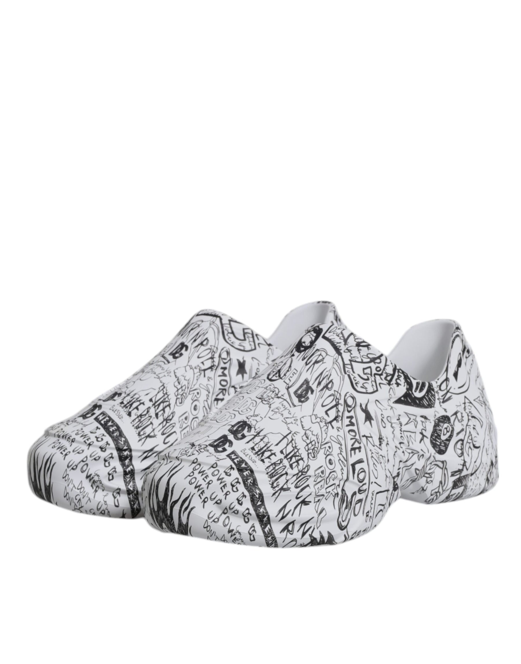 Dolce & Gabbana White Black Graffiti Daymaster Sneakers Shoes | Regal Royce