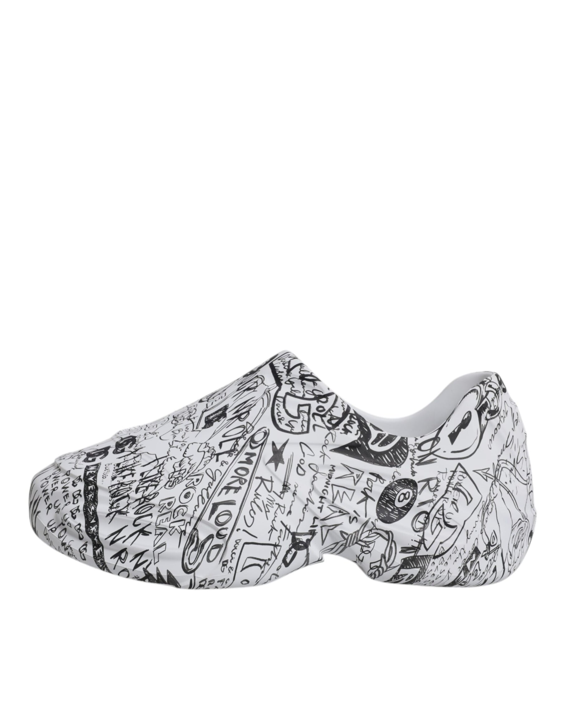 Dolce & Gabbana White Black Graffiti Daymaster Sneakers Shoes | Regal Royce