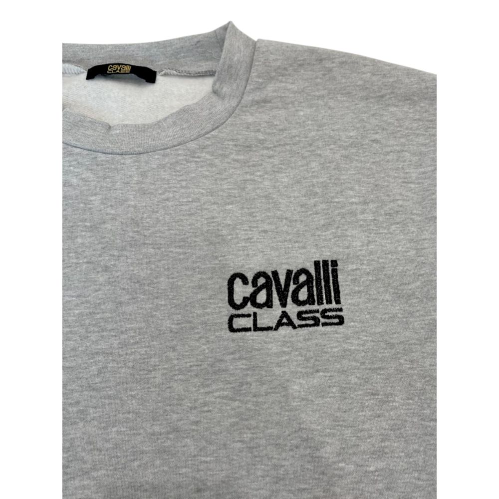 Cavalli Class Gray Polyester Men's Hoodie