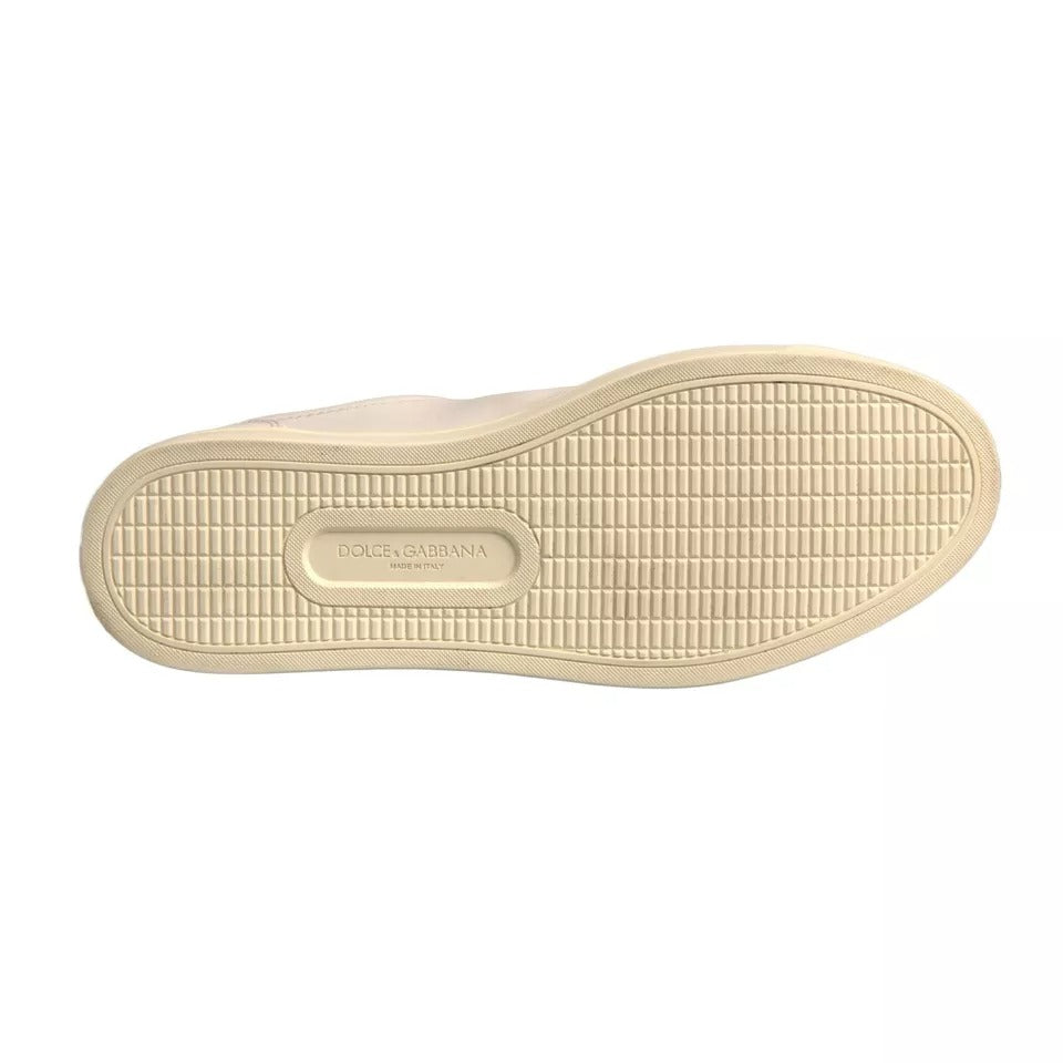 Dolce & Gabbana White Leather Heart Embellished Sneakers Shoes | Regal Royce