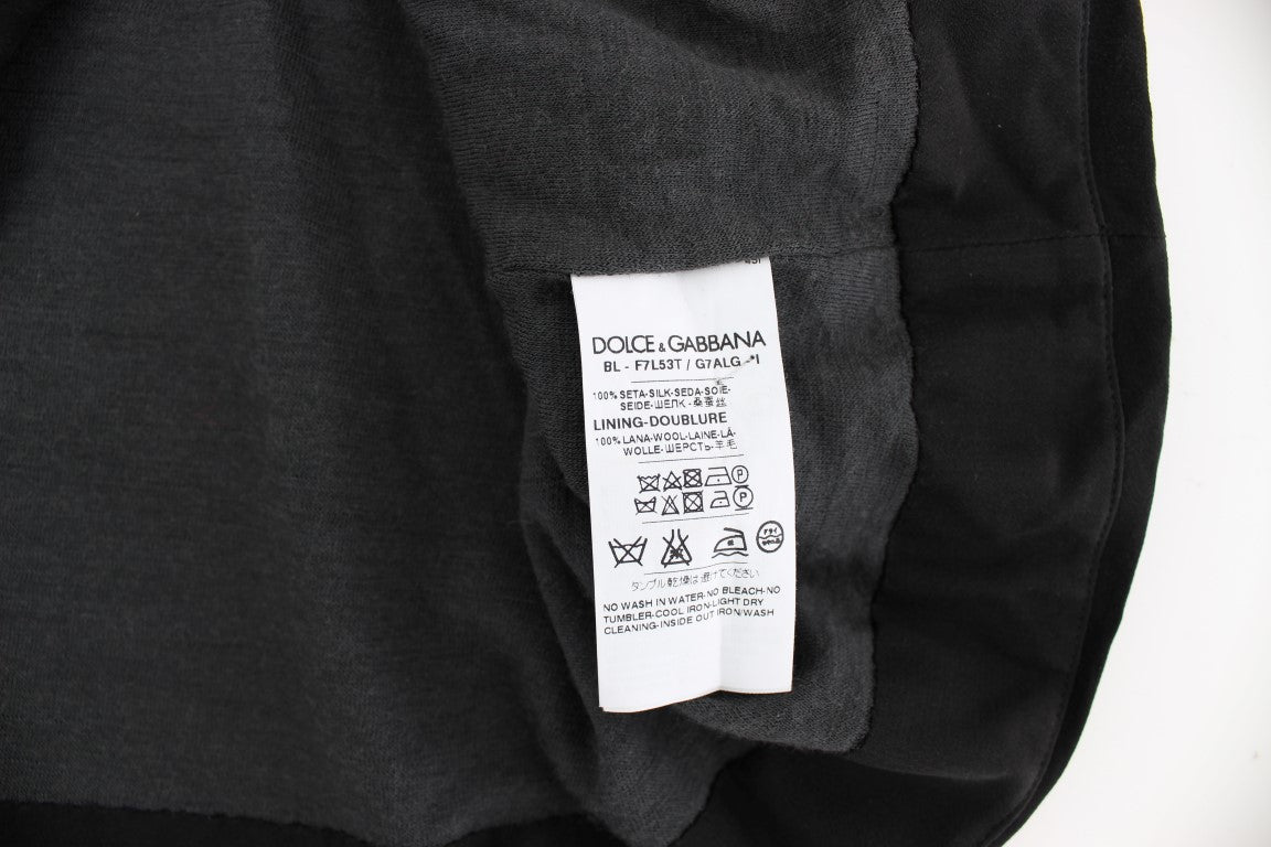 Dolce & Gabbana Black Key Floral Print Silk Blouse Top | Regal Royce