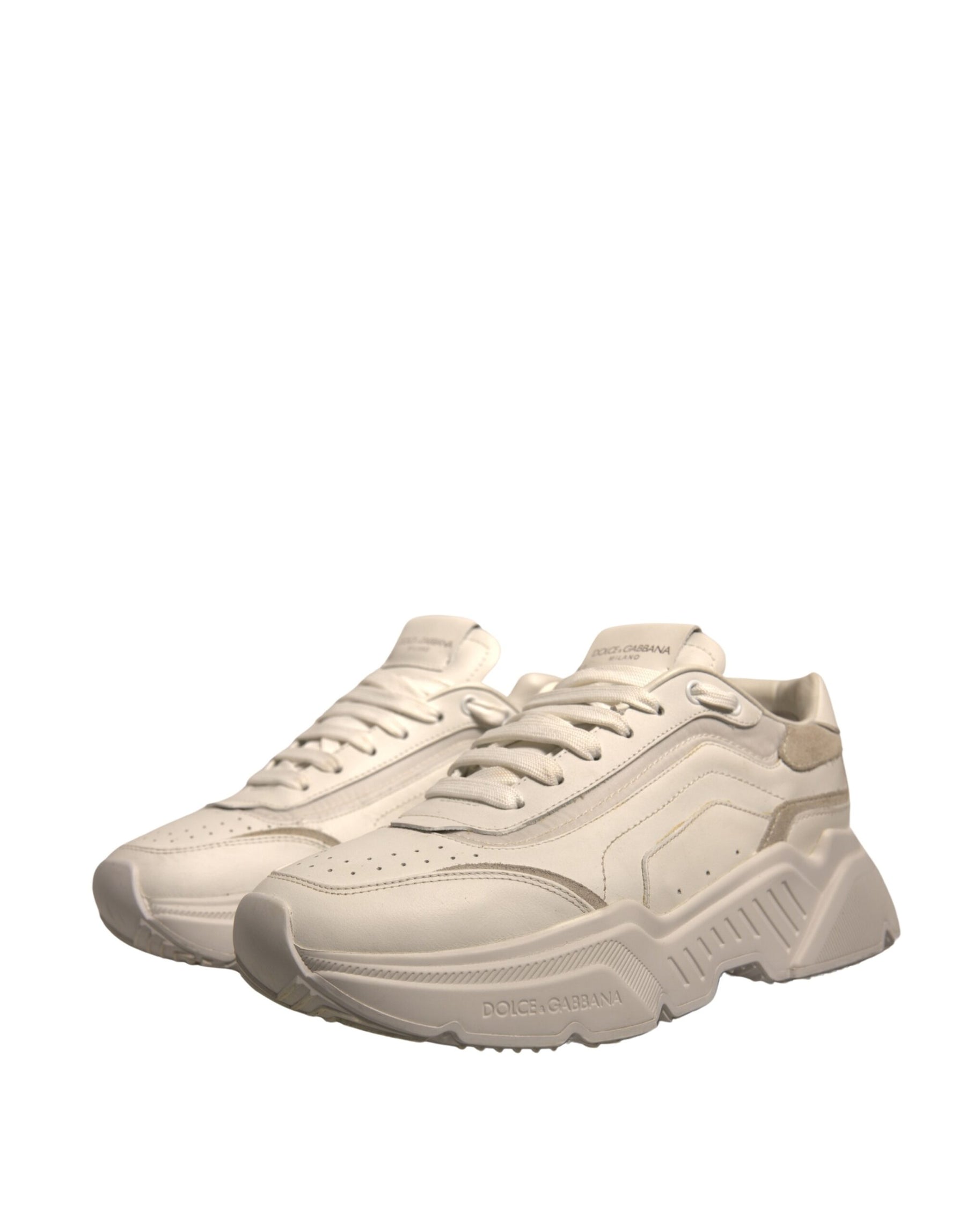 Dolce & Gabbana White Daymaster Leather Low Top Sneakers Shoes | Regal Royce