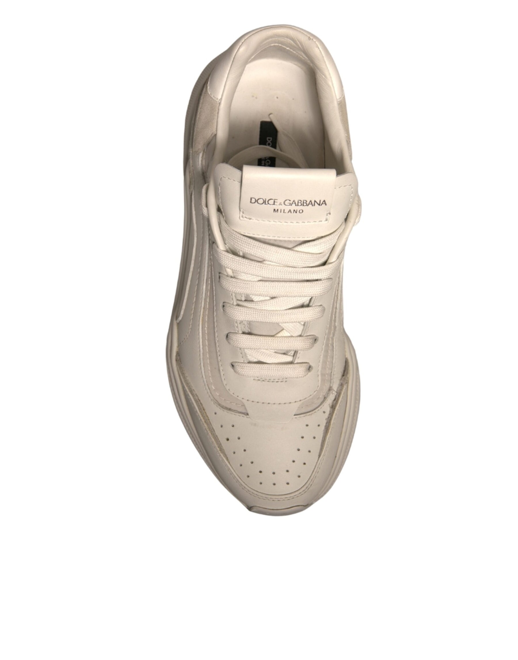 Dolce & Gabbana White Daymaster Leather Low Top Sneakers Shoes | Regal Royce