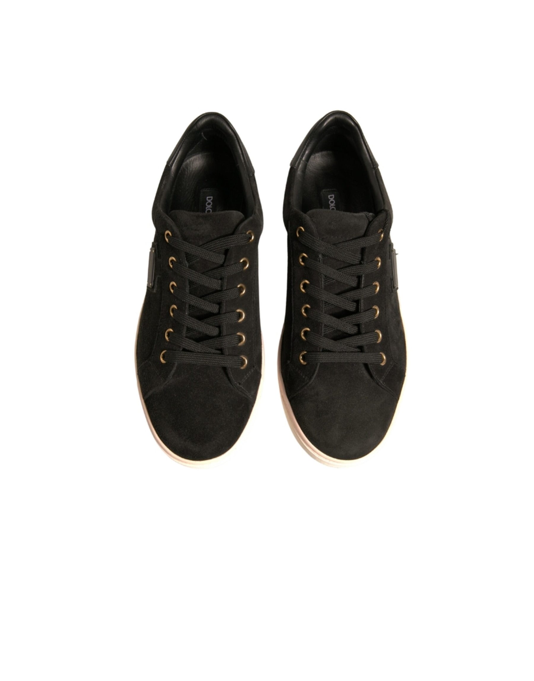 Dolce & Gabbana Black Logo Suede Leather Men Sneakers Shoes | Regal Royce