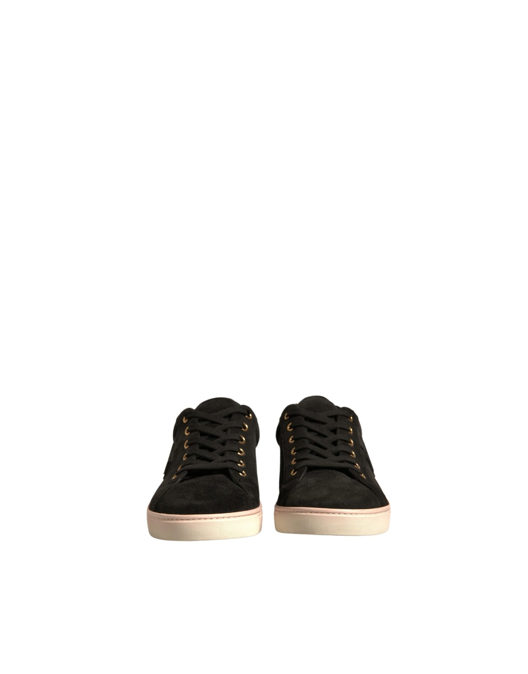 Dolce & Gabbana Black Logo Suede Leather Men Sneakers Shoes | Regal Royce