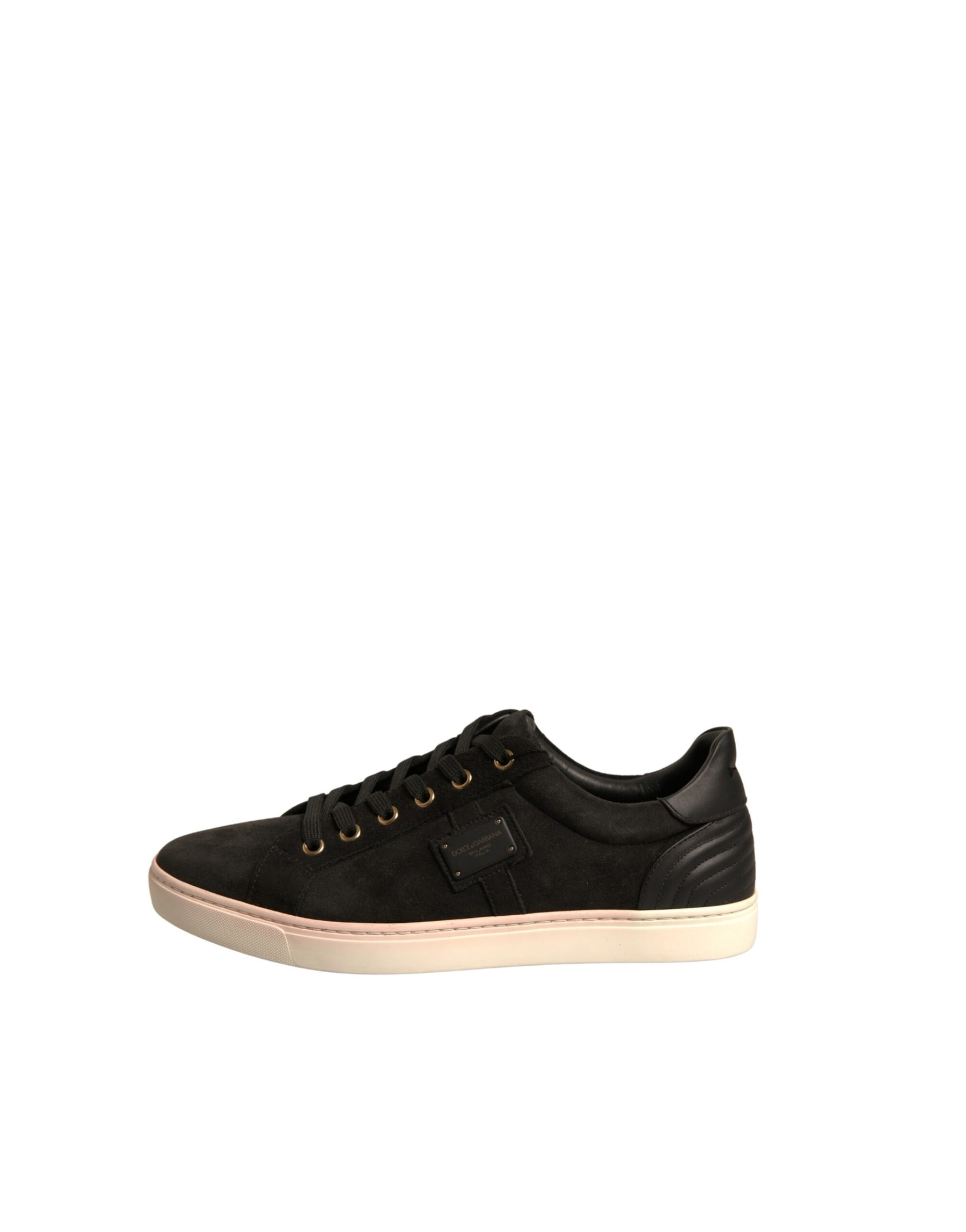Dolce & Gabbana Black Logo Suede Leather Men Sneakers Shoes | Regal Royce