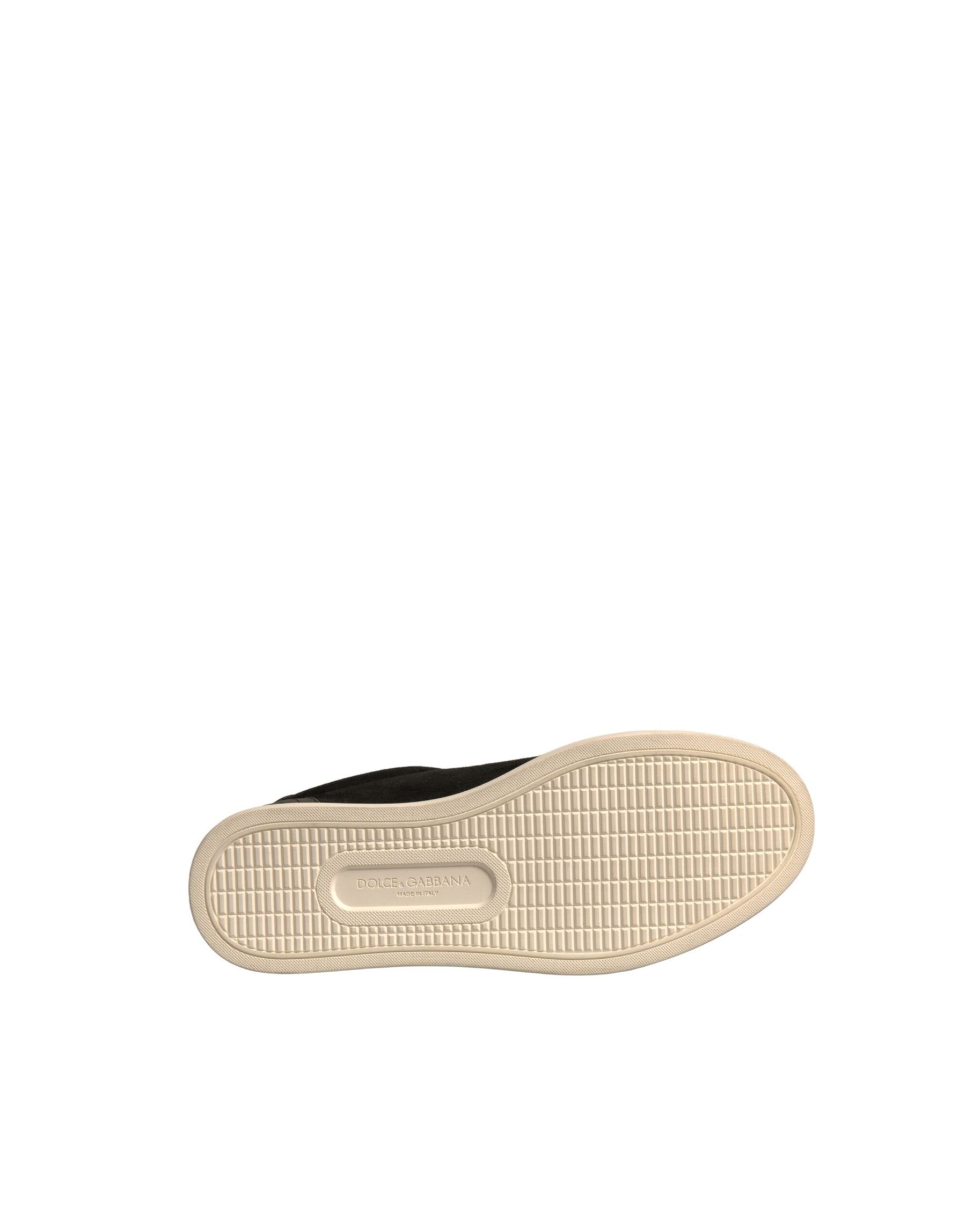 Dolce & Gabbana Black Logo Suede Leather Men Sneakers Shoes | Regal Royce