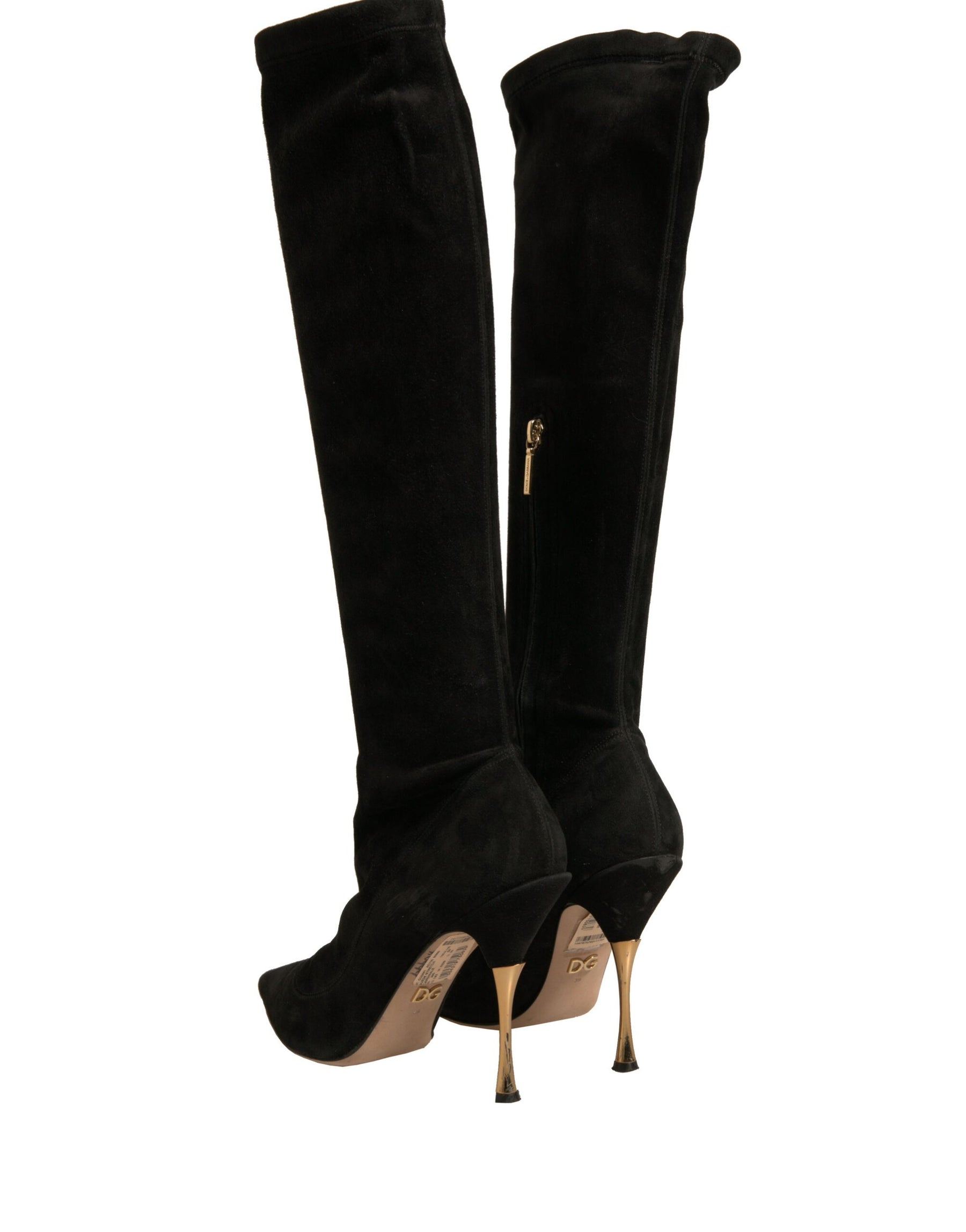 Dolce & Gabbana Black Suede Stiletto Knee High Boots Shoes | Regal Royce