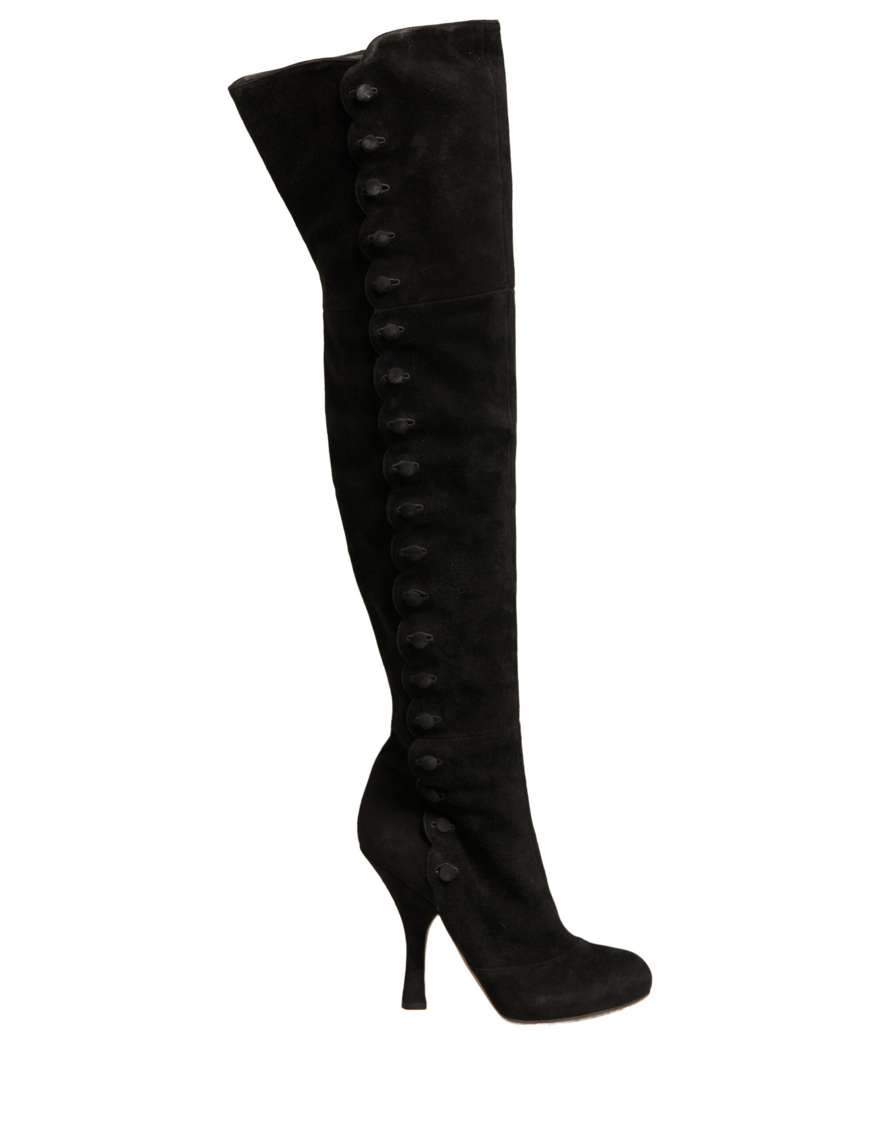 Dolce & Gabbana Black Suede Heels Knee High Boots Shoes | Regal Royce