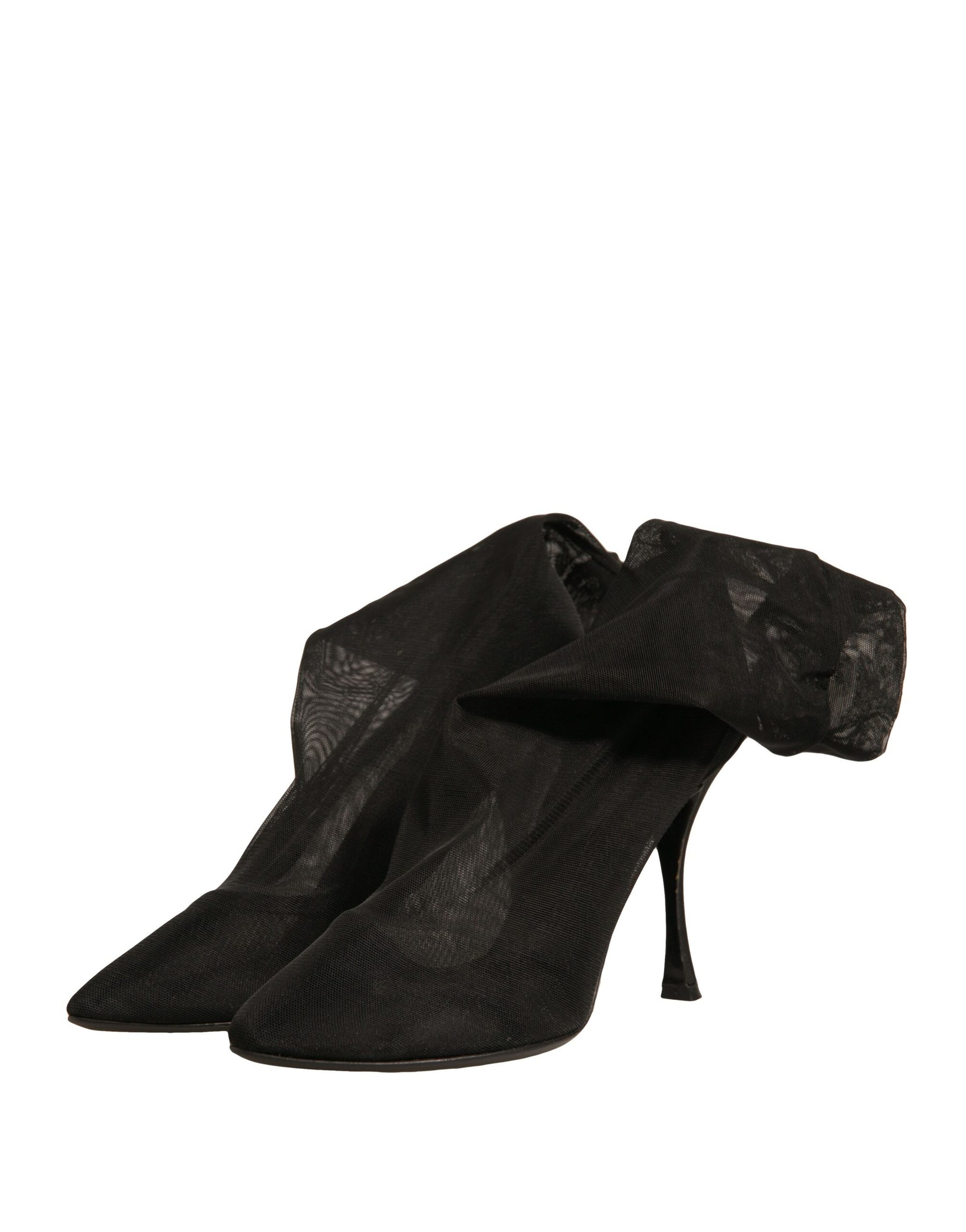 Dolce & Gabbana Black Silk Mesh Sock Style Heels Boots Shoes | Regal Royce