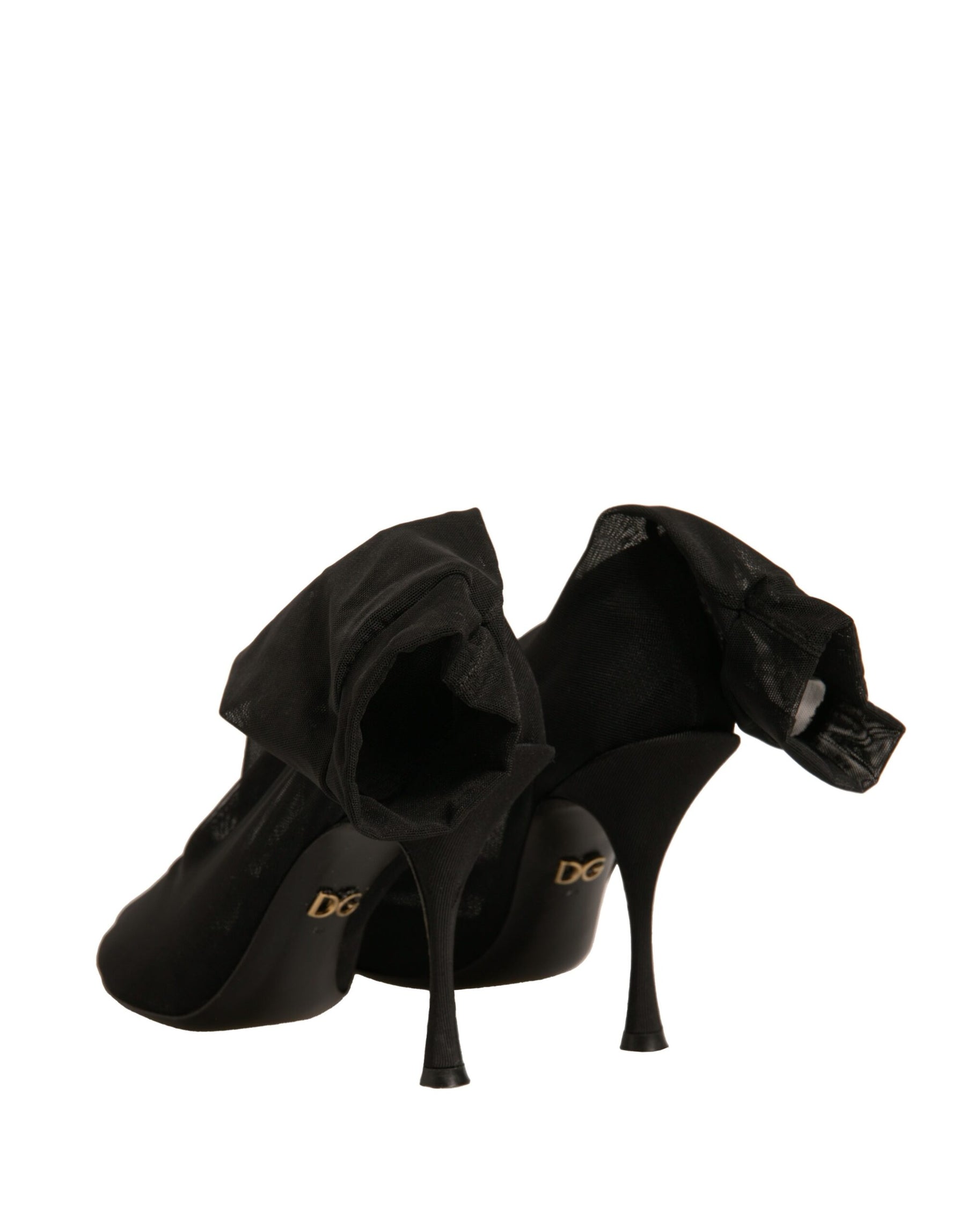 Dolce & Gabbana Black Silk Mesh Sock Style Heels Boots Shoes | Regal Royce