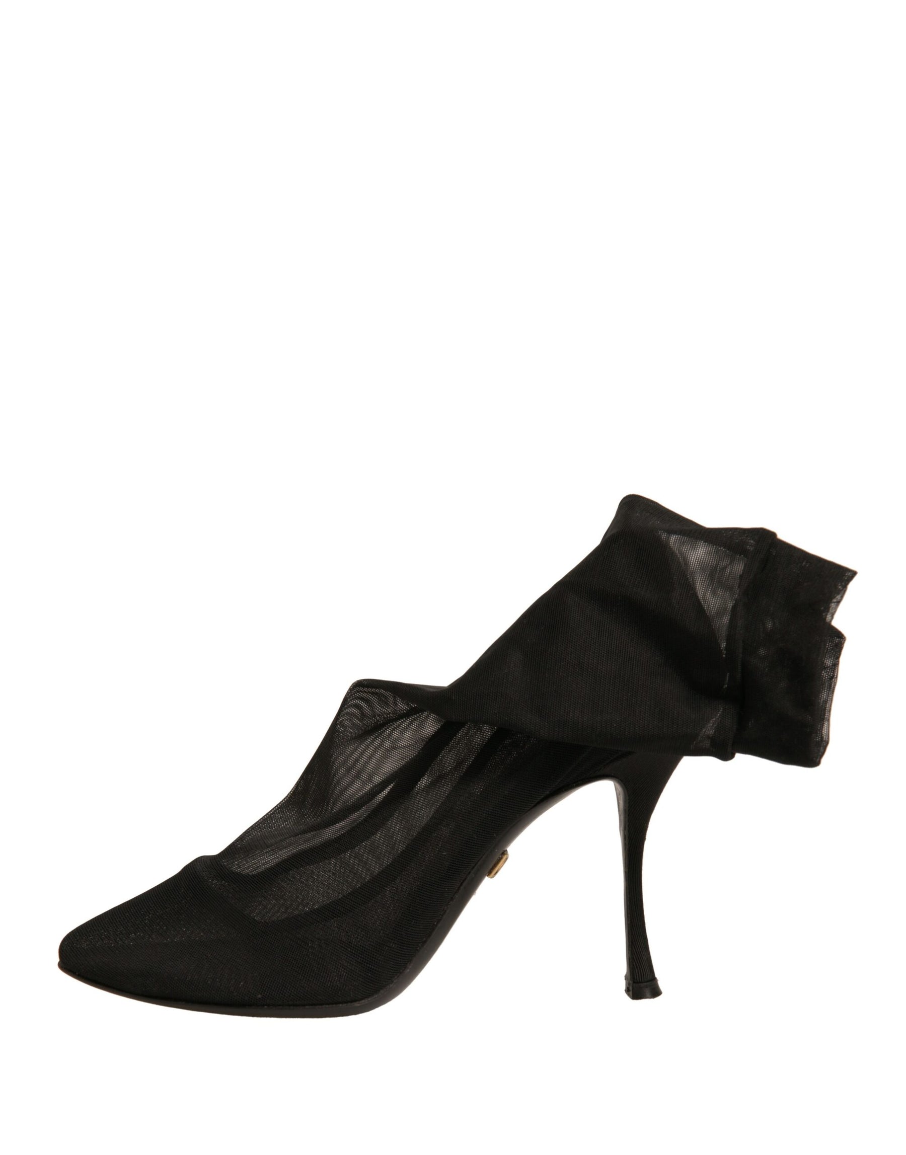 Dolce & Gabbana Black Silk Mesh Sock Style Heels Boots Shoes | Regal Royce
