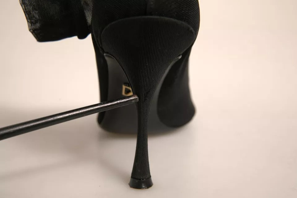 Dolce & Gabbana Black Silk Mesh Sock Style Heels Boots Shoes | Regal Royce
