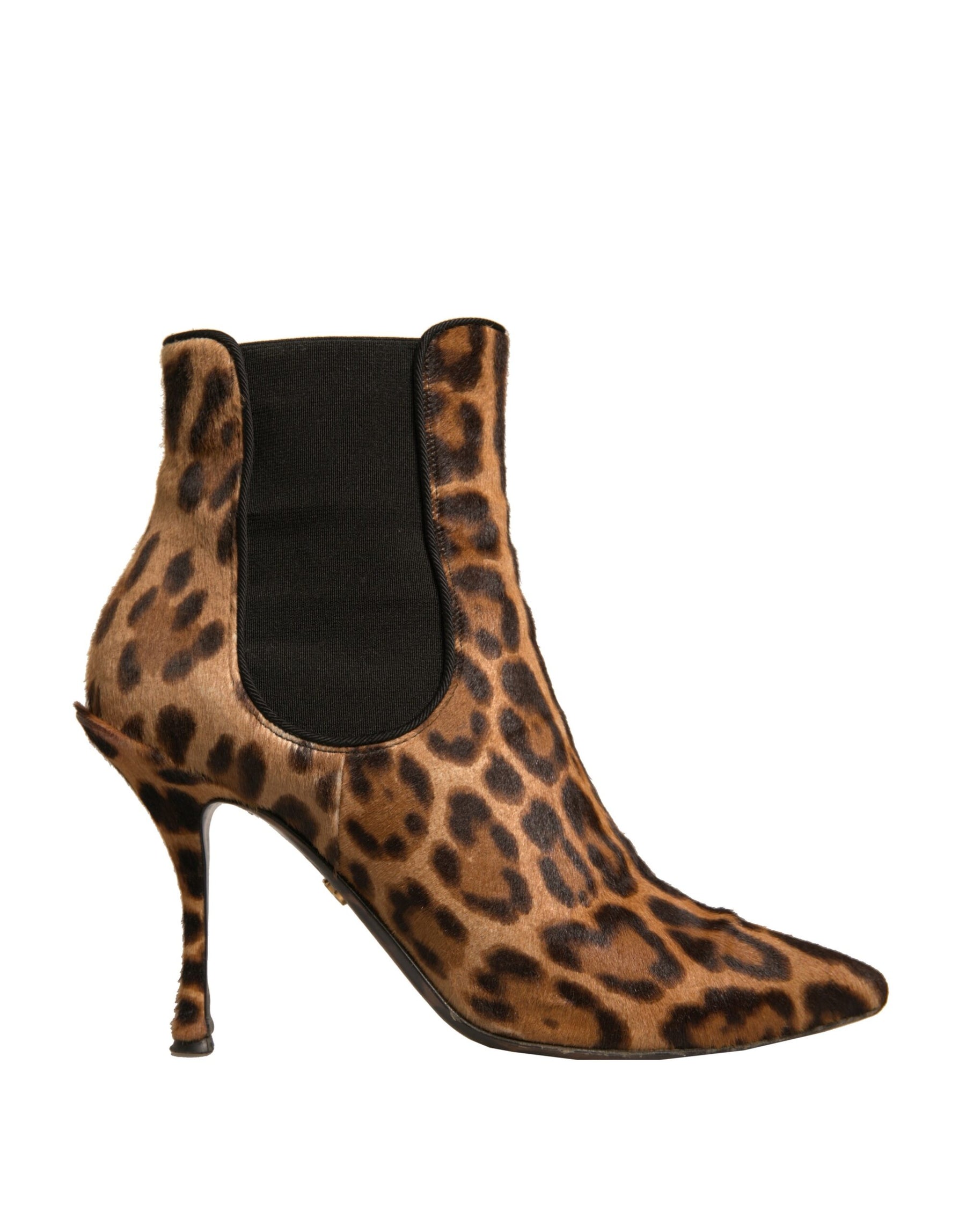Dolce & Gabbana Brown Leopard Leather Stretch Heels Boots Shoes | Regal Royce