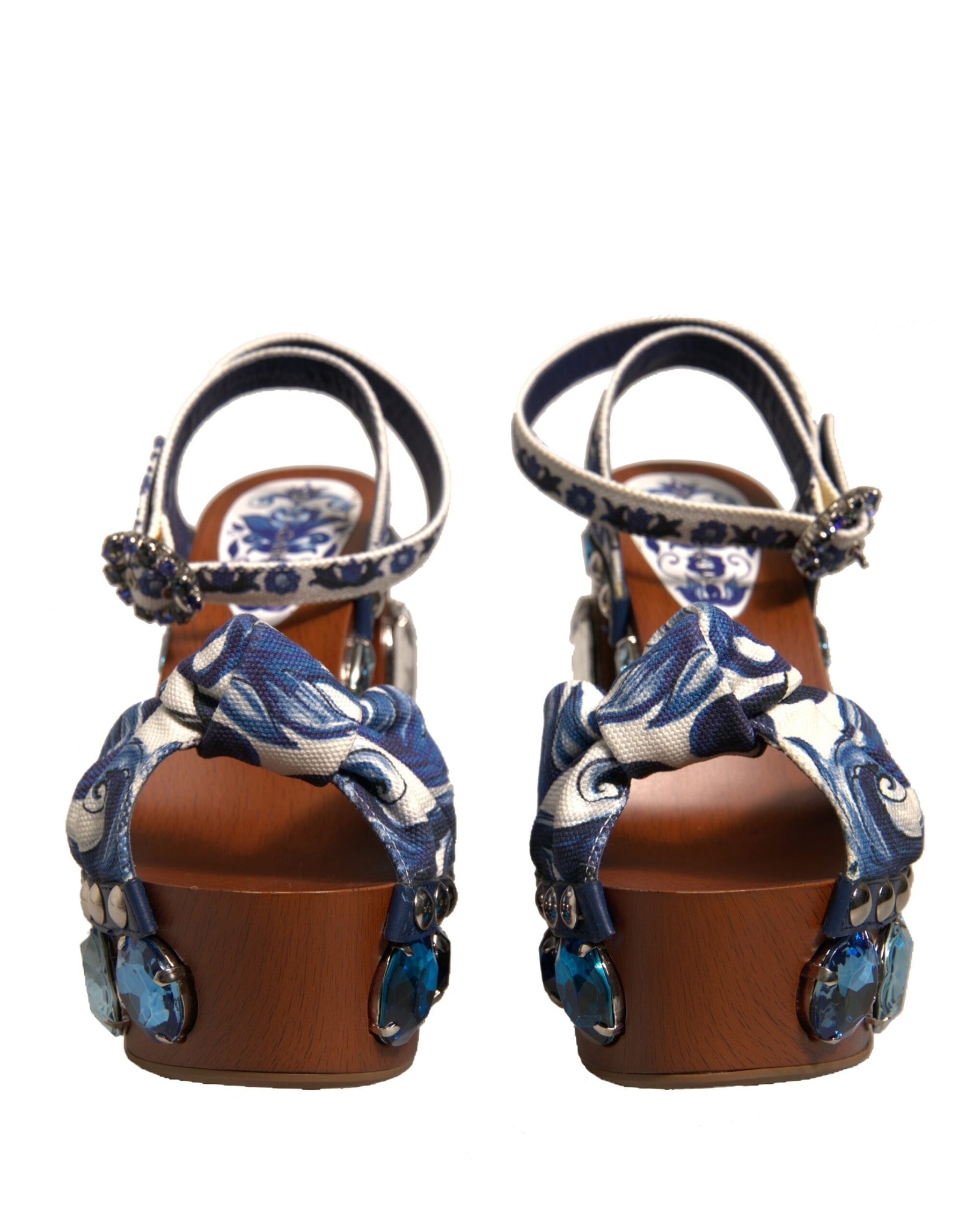 Dolce & Gabbana Multicolor Majolica Embellished Wedge Sandals Shoes | Regal Royce