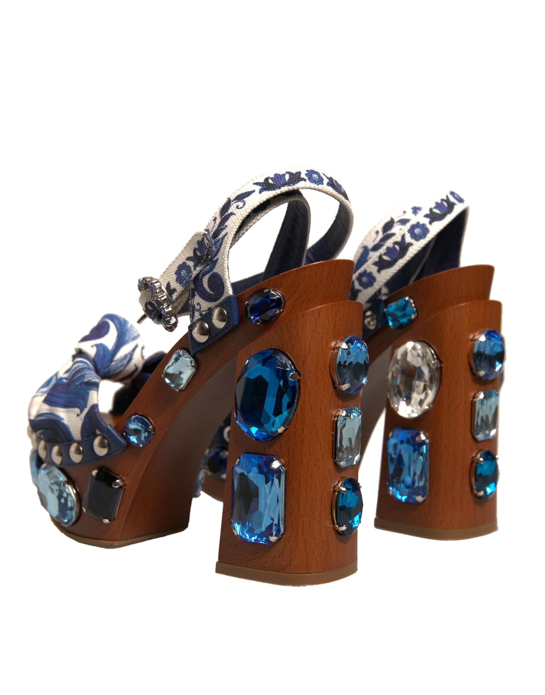 Dolce & Gabbana Multicolor Majolica Embellished Wedge Sandals Shoes | Regal Royce